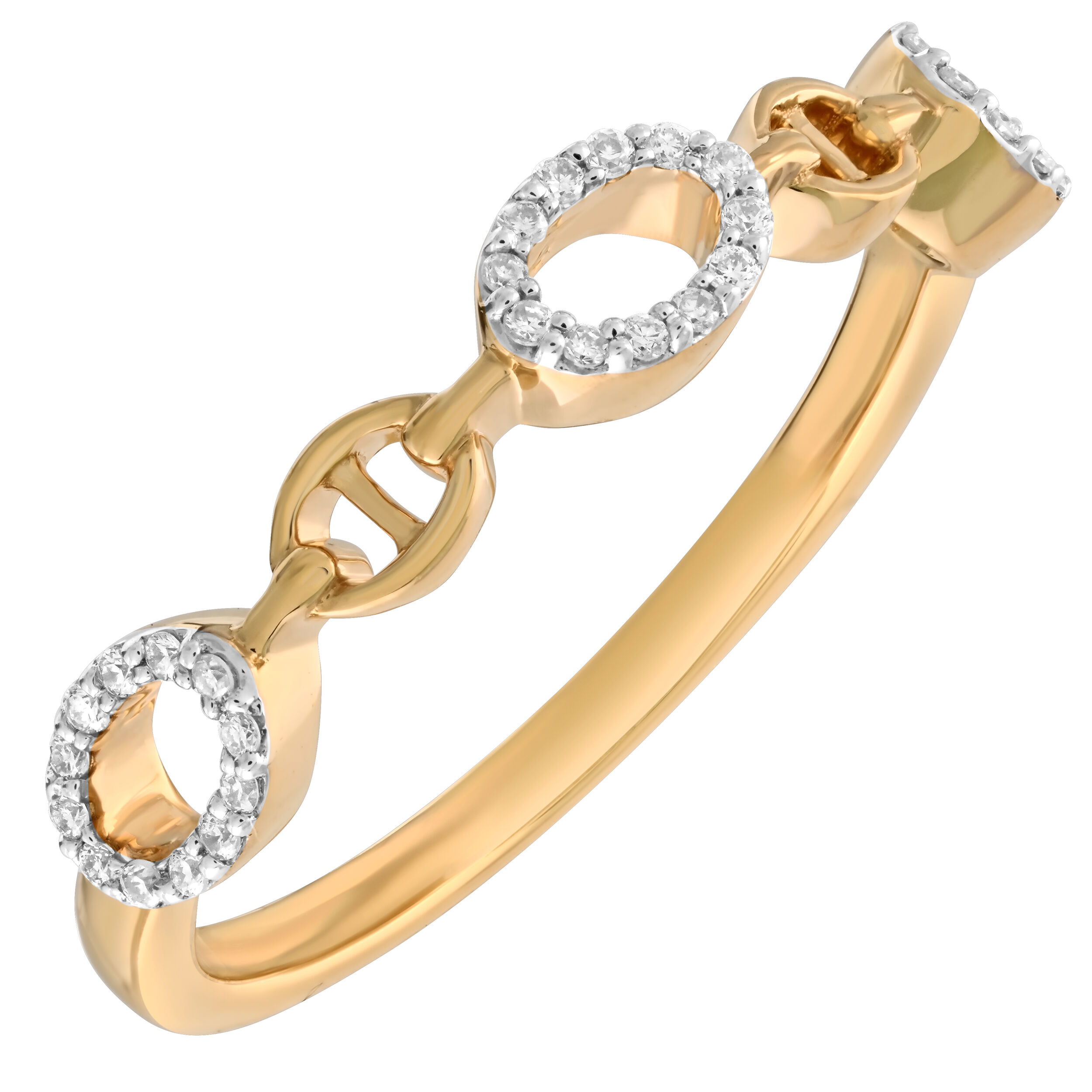 TriUnity&trade; 10K Yellow Gold Alternating Anchor & Pave Oval Link 0.11 Ctw