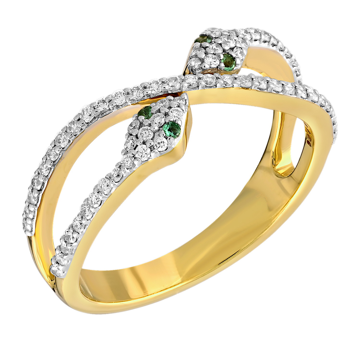 ZooLightful&trade; 14K Yellow Gold Open Ended Bypass Snake Pave Set Ring Diamond 0.33 Ctw