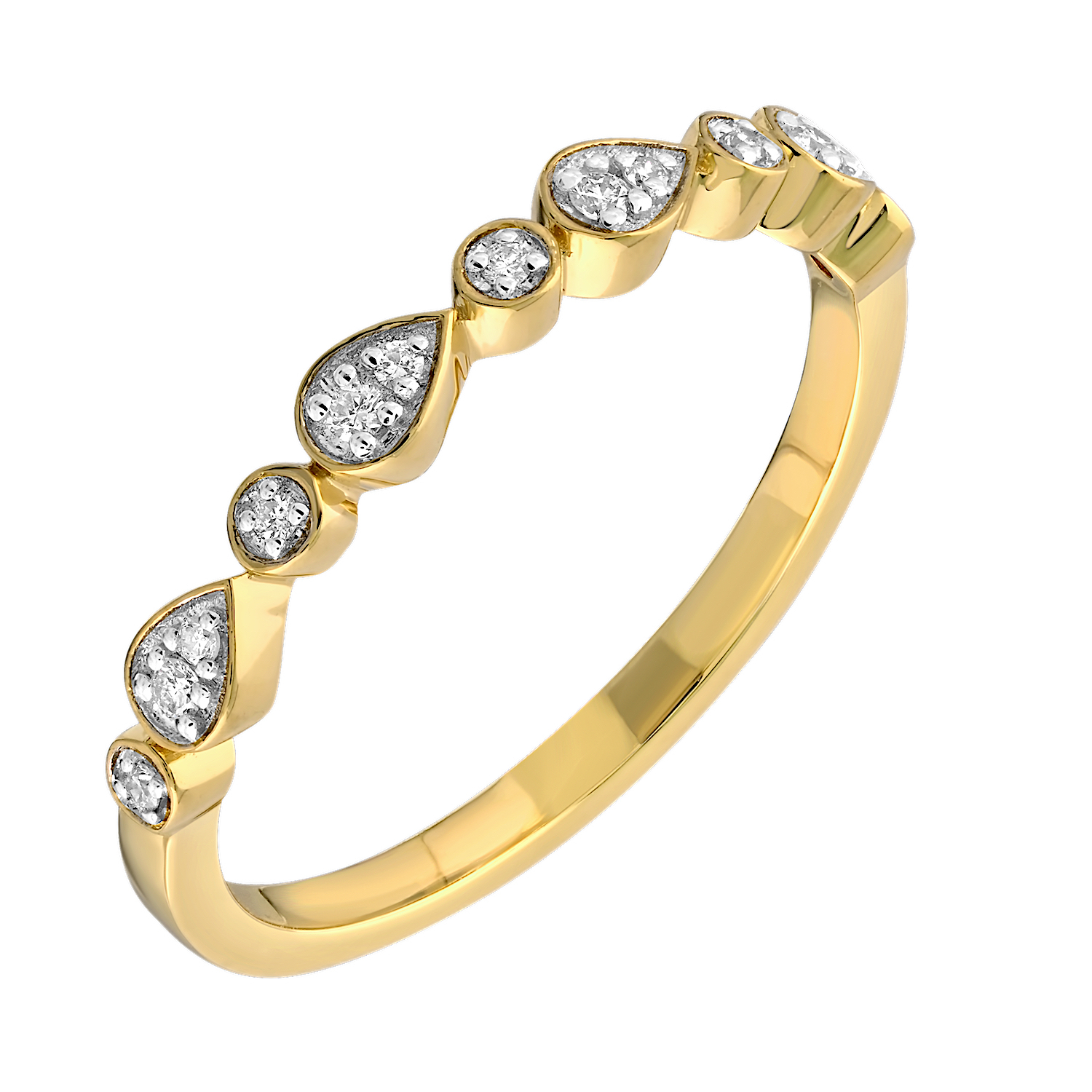 TriUnity&trade; 14K Yellow Gold Alternating Pear & Round Shape 0.08 Ctw