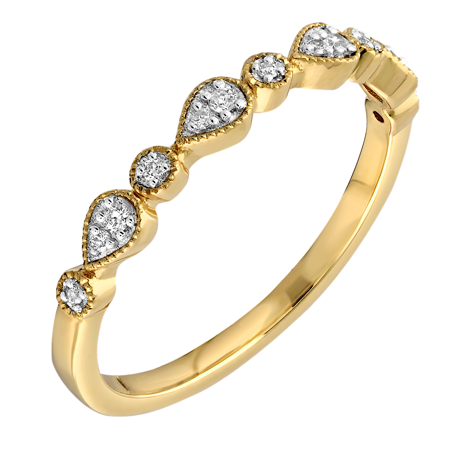 TriUnity&trade; 14K Rose Gold Alternating Pear & Round Shape 0.08 Ctw