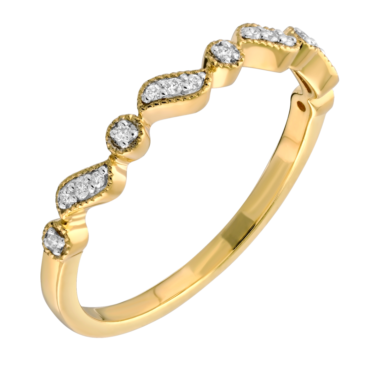 TriUnity&trade; 14K Yellow Gold Leaf & Round Shapes 0.07 Ctw