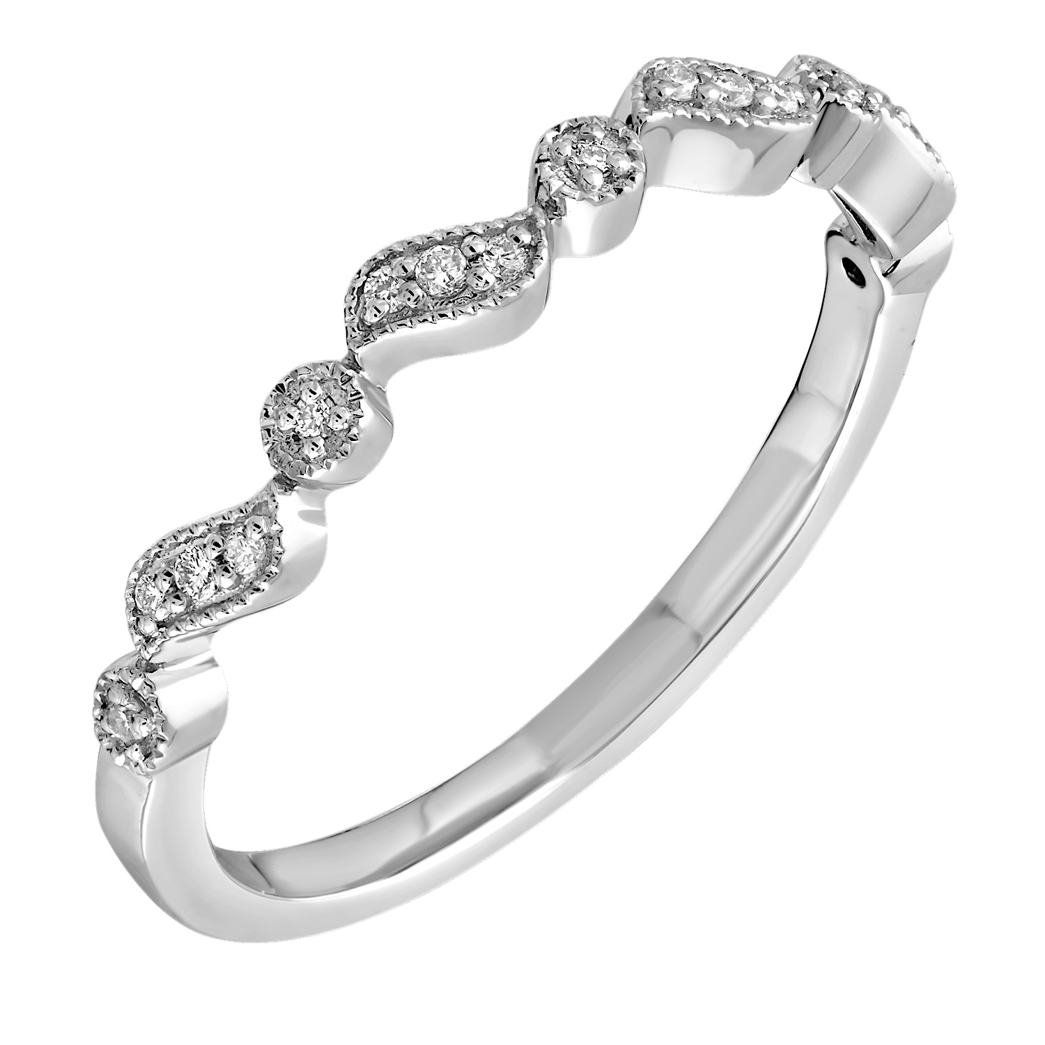 TriUnity&trade; 14K White Gold Leaf & Round Shapes 0.07 Ctw