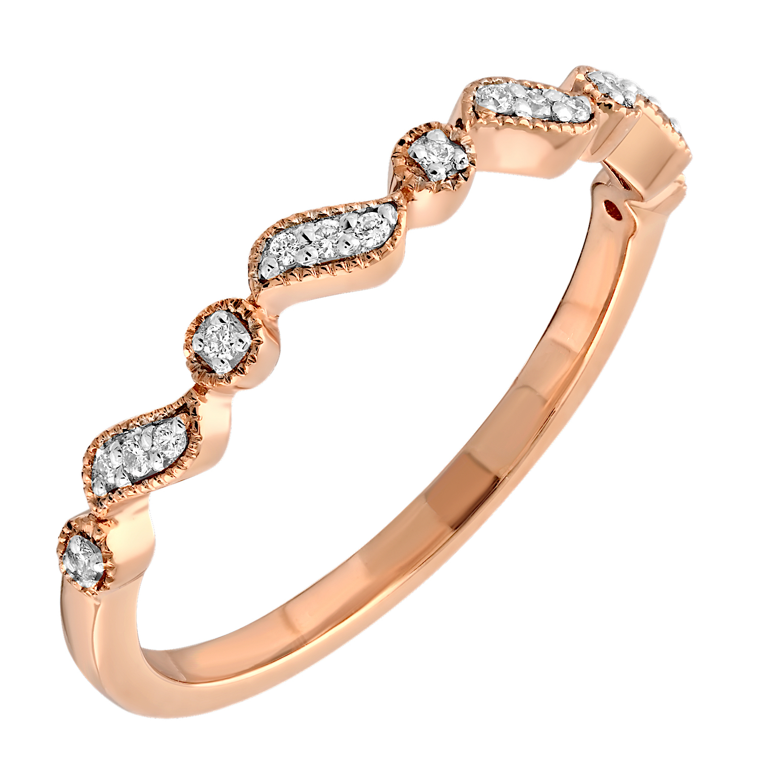 TriUnity&trade; 14K Rose Gold Leaf & Round Shapes 0.07 Ctw