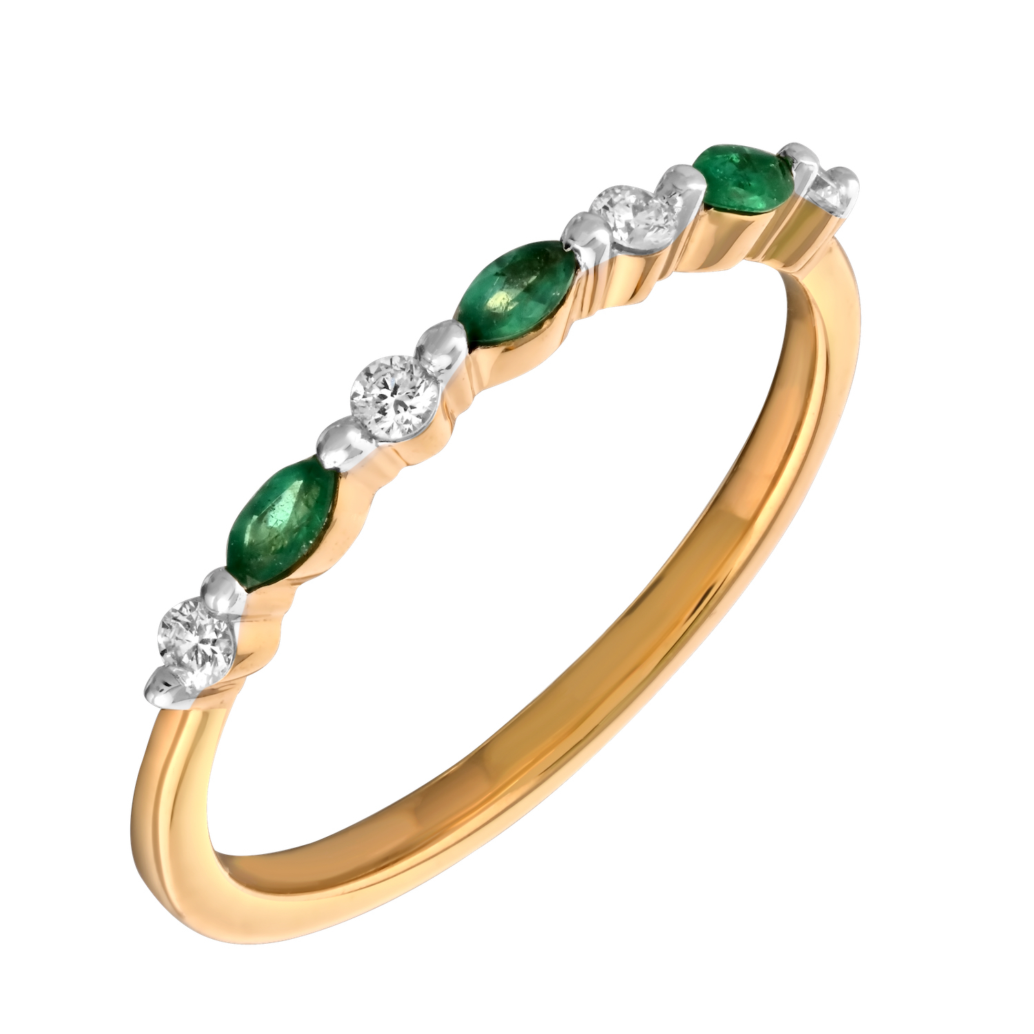 TriUnity&trade; 14K Yellow Gold Mq Color Stone & Round Diamonds 0.50 Ctw