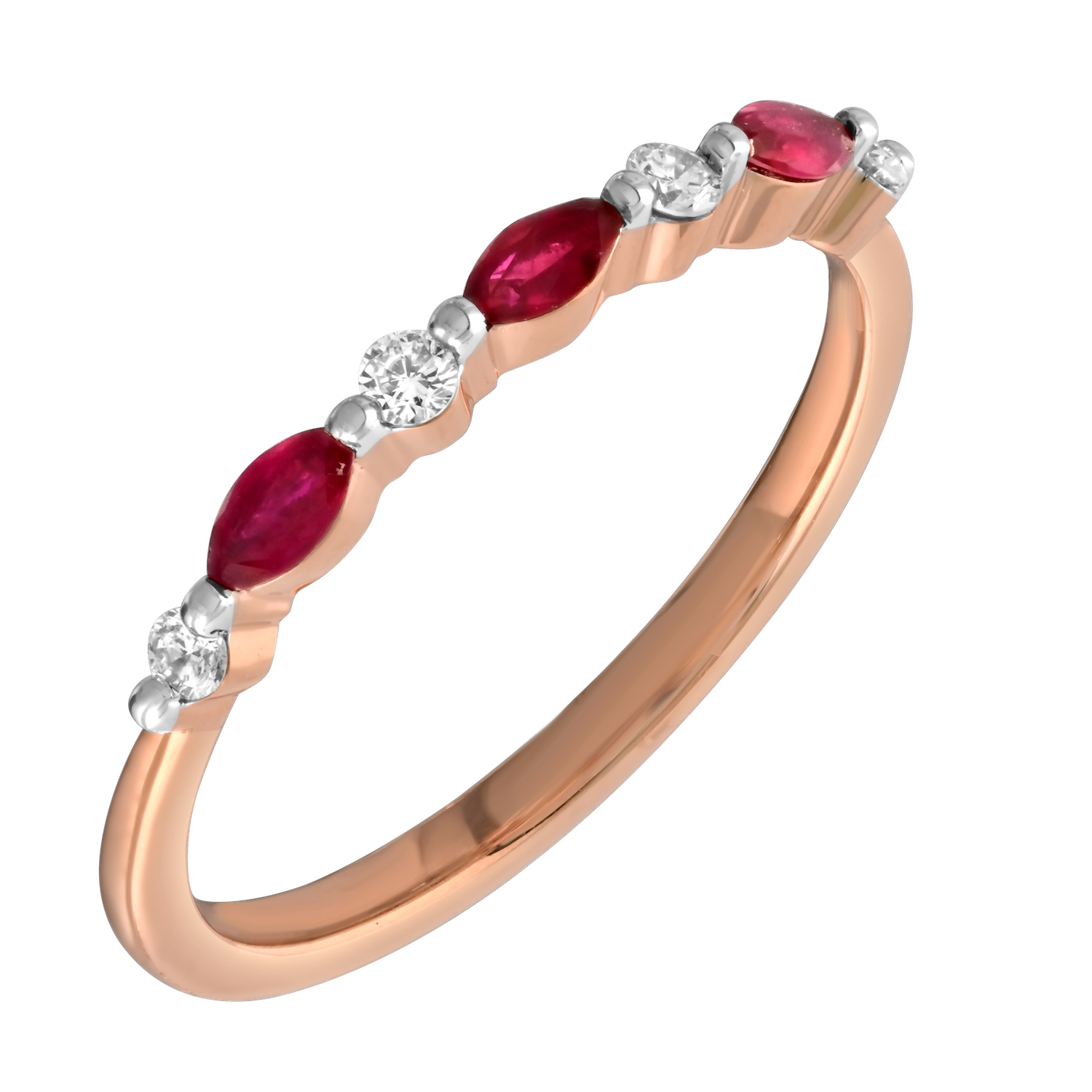 TriUnity&trade; 14K Rose Gold Mq Color Stone & Round Diamonds 0.50 Ctw