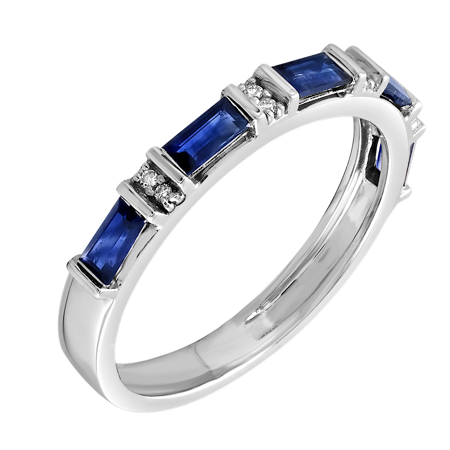 TriUnity&trade; 10K White Gold Color Stone Baguettes And Round Diamonds 0.84 Ctw