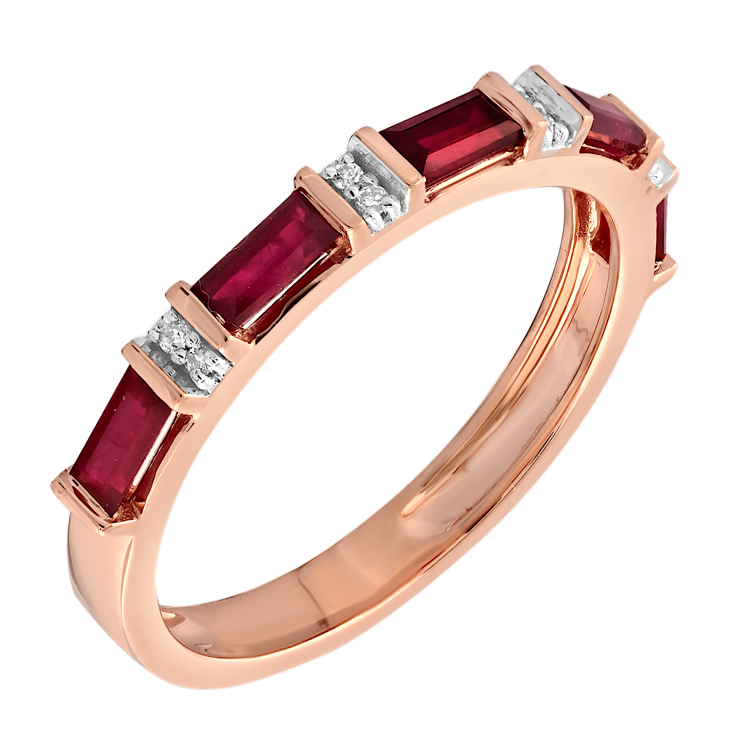 TriUnity&trade; 10K Rose Gold Color Stone Baguettes And Round Diamonds 0.84 Ctw