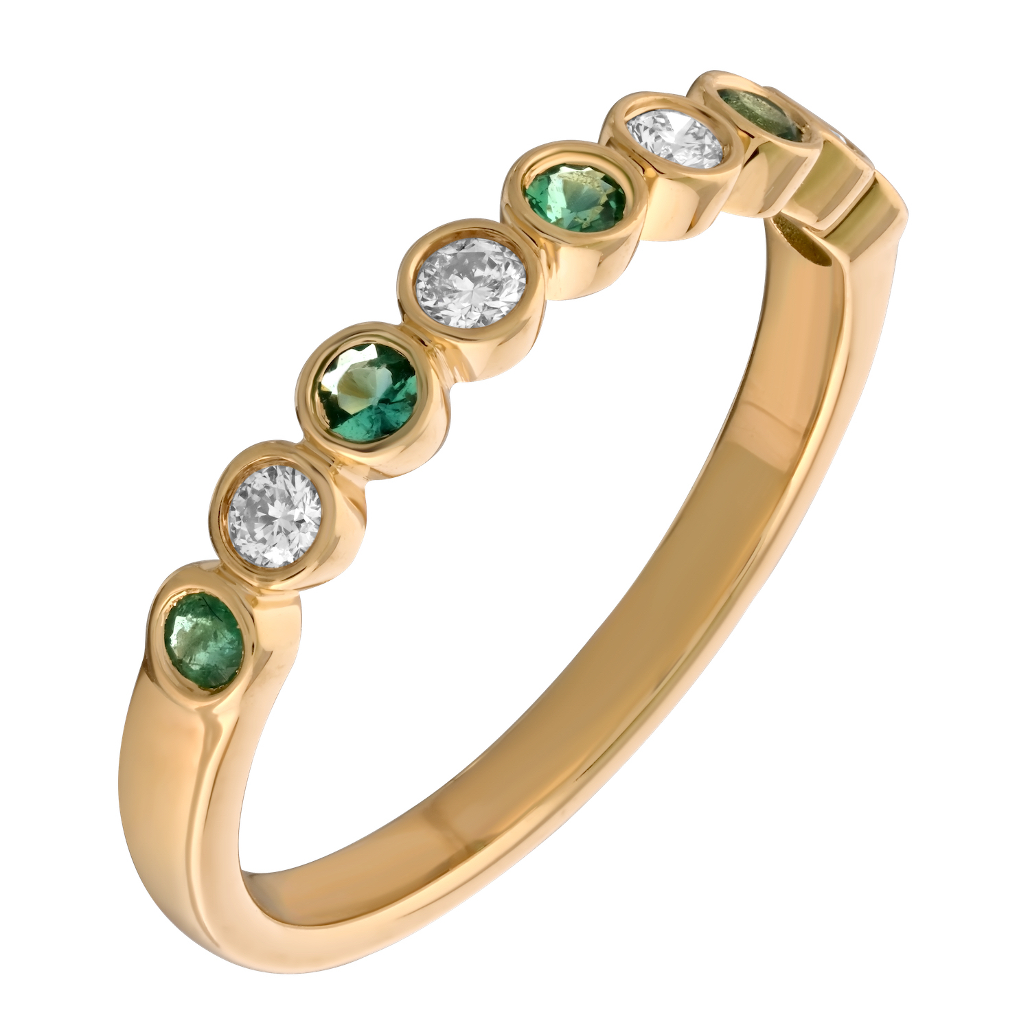 TriUnity&trade; 14K Yellow Gold Round Shapes Alternating Color Stone & Diamond 0.17 Ctw