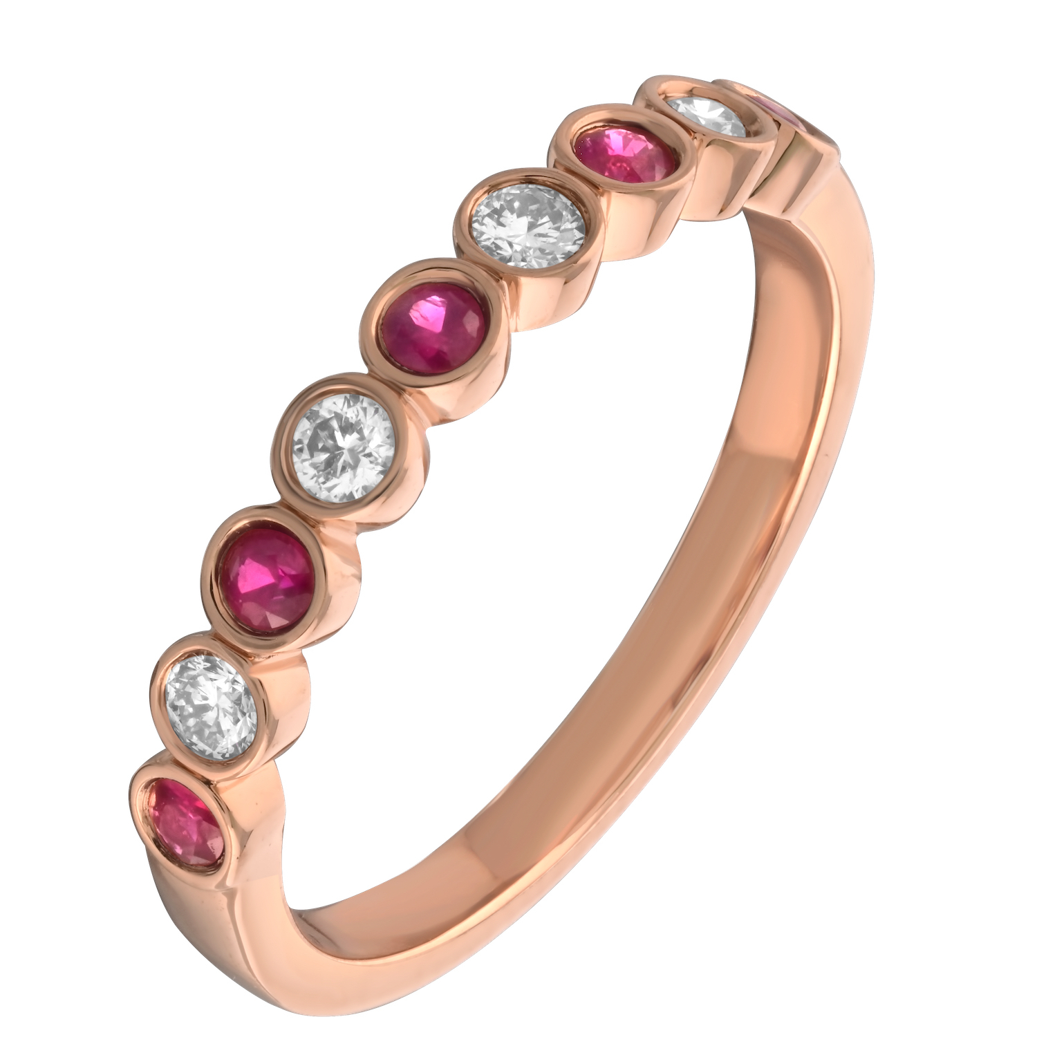 TriUnity&trade; 14K Rose Gold Round Shapes Alternating Color Stone & Diamond 0.17 Ctw