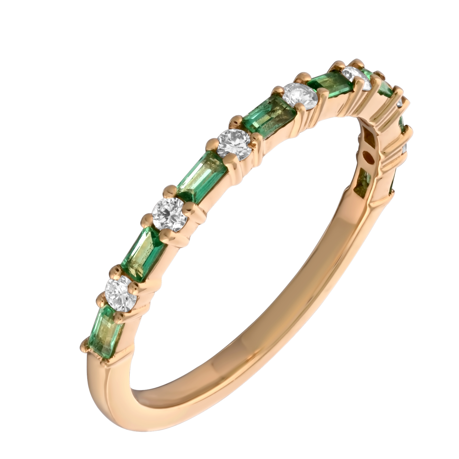 TriUnity&trade; 14K Yellow Gold Color Stone Baguette & Round Diamond 0.30 Ctw