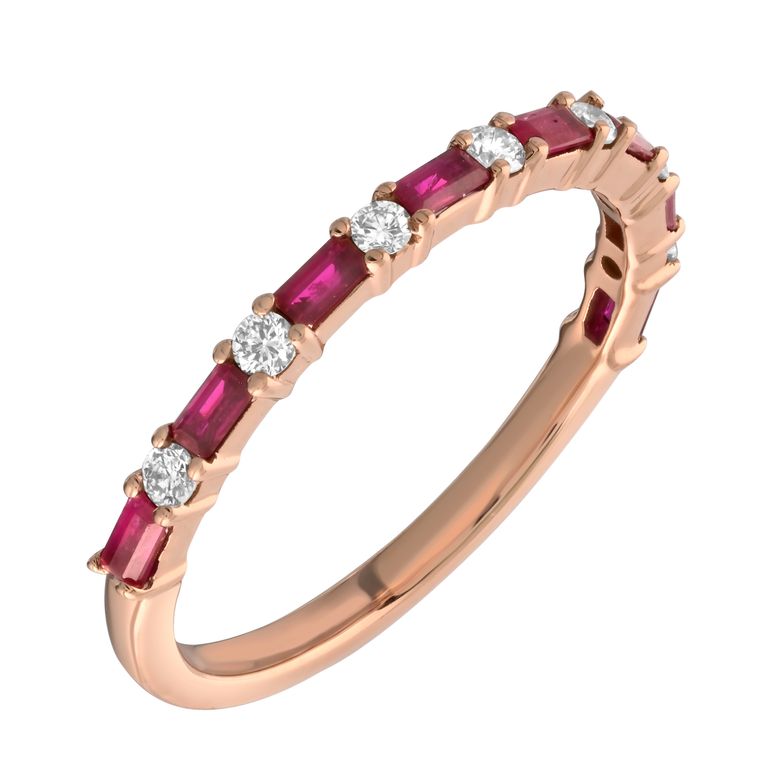 TriUnity&trade; 14K Rose Gold Color Stone Baguette & Round Diamond 0.30 Ctw