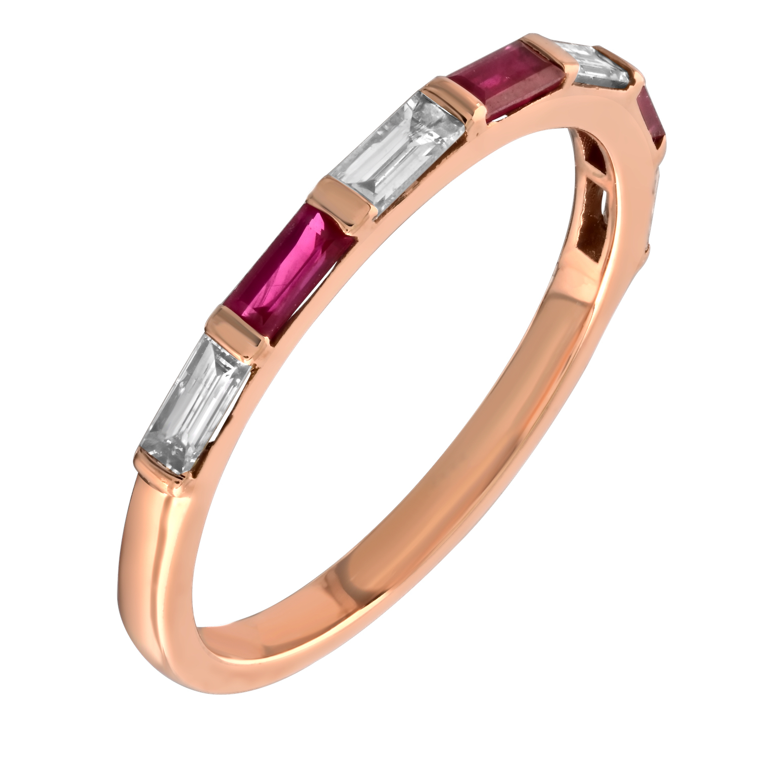 TriUnity&trade; 14K Yellow Gold Baguettes Alternating Color Stone & Diamond 0.46 Ctw