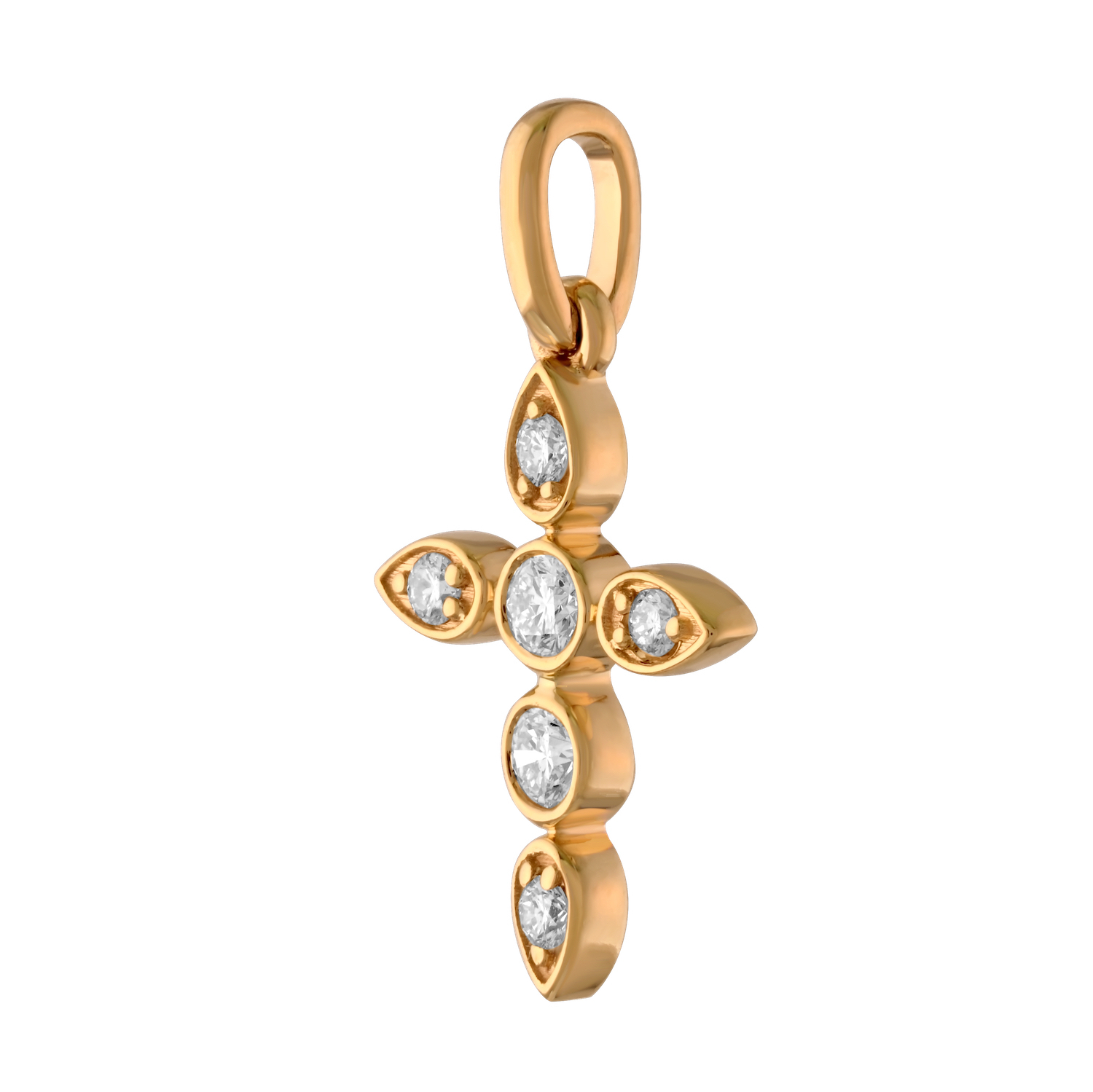 10K Yellow Gold Miracle Plate with Bezel Cross Diamond Pendant 0.58 Ctw