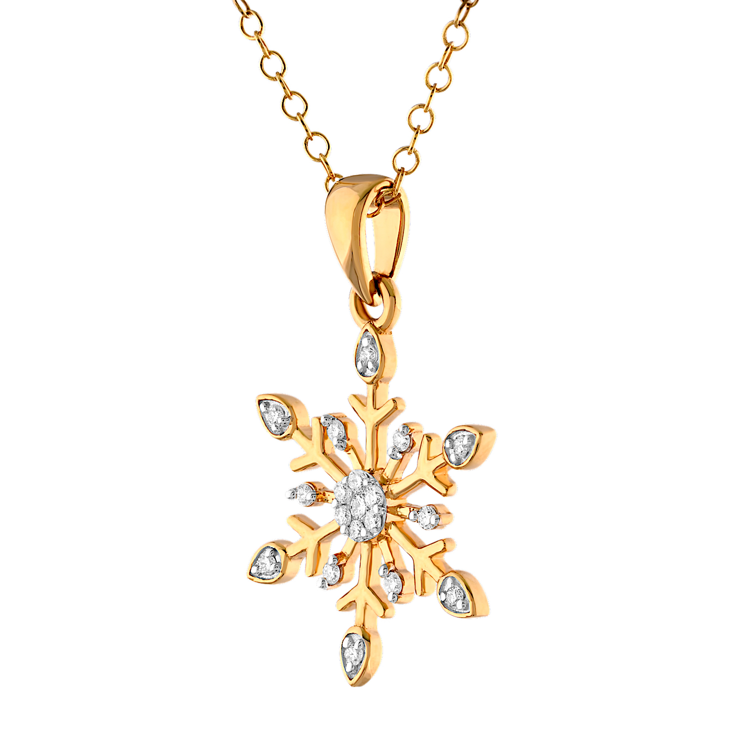 Diamond Frost&trade; 14k Yellow Gold Prong Set Snowflake Pendant Diamond 0.15 Ctw