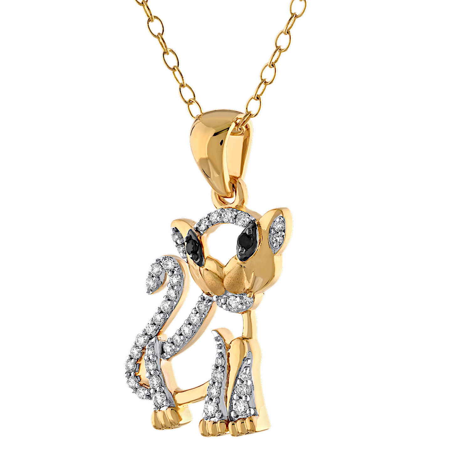 ZooLightful&trade; 14K Yellow Gold Cutout Tiger Prong Set Pendant Diamond 0.20 Ctw