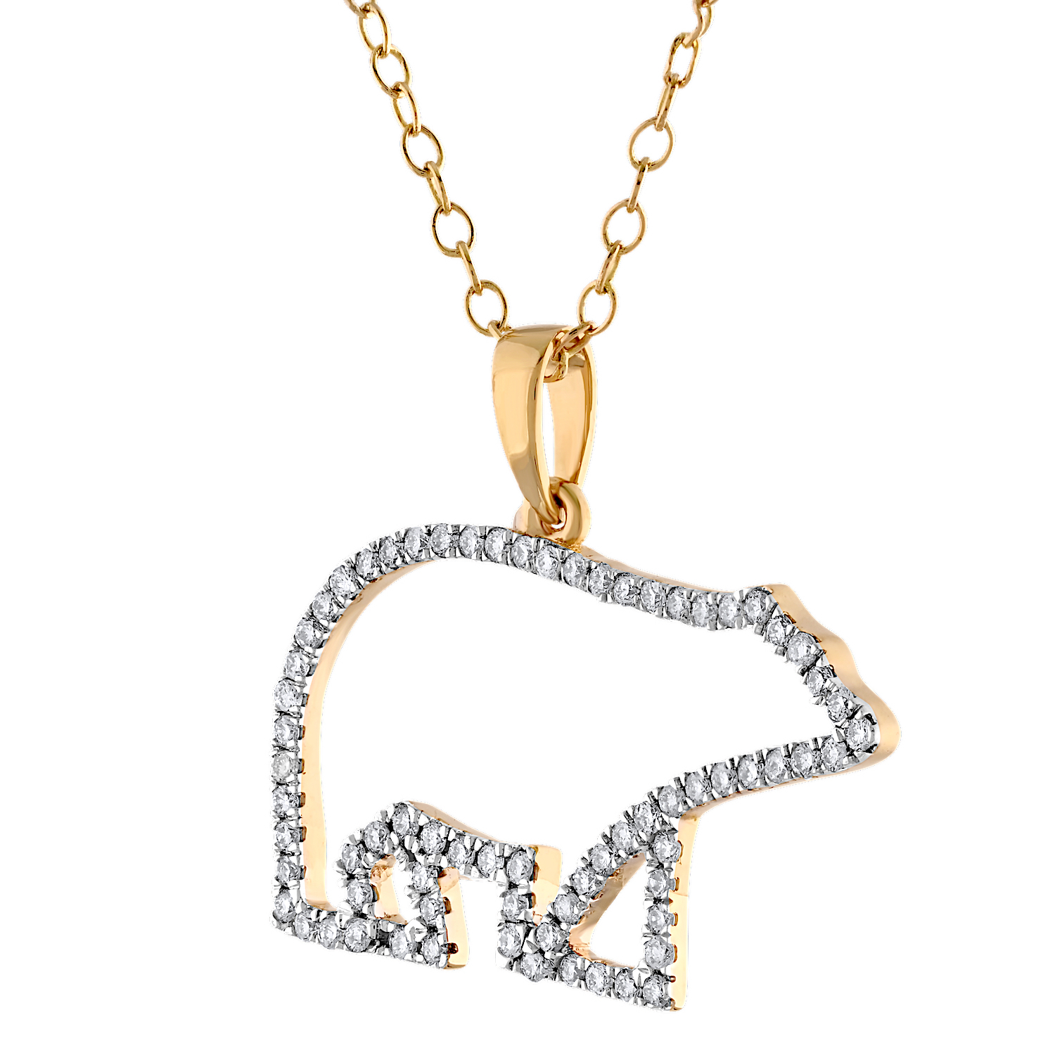 ZooLightful&trade; 14K Yellow Gold Cutout Pave Polar Bear Pendant Diamond 0.25 Ctw