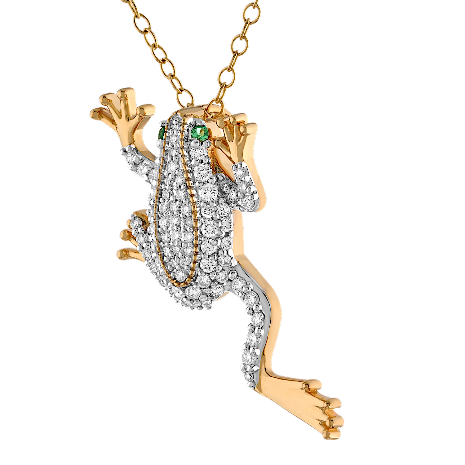 ZooLightful&trade; 14K Yellow Gold Pave Frog Hidden Bail Pendant Diamond 0.40 Ctw