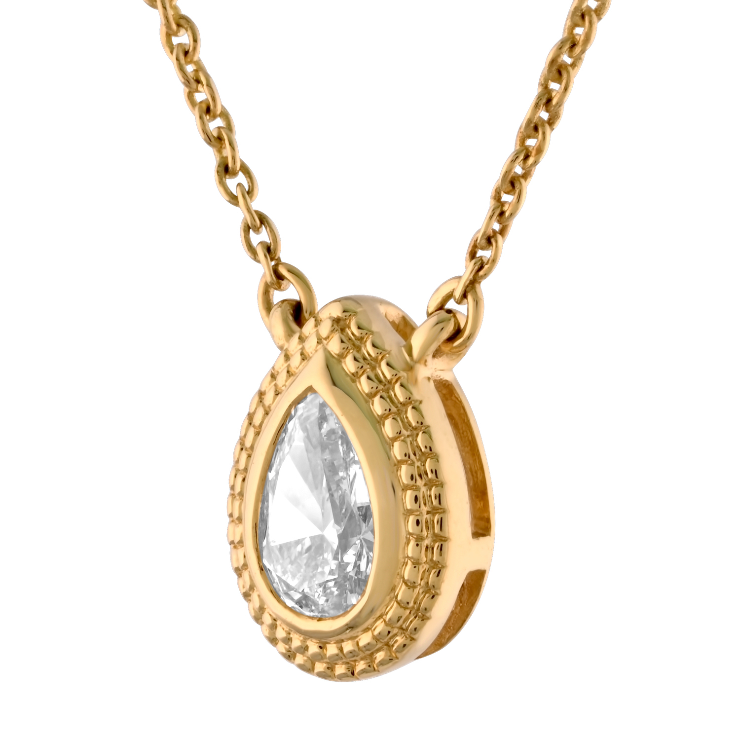 Textura&trade; 14K Yellow Gold Bezel Set Pear Shape Solitaire Textured Surround Diamond 0.25 Ctw