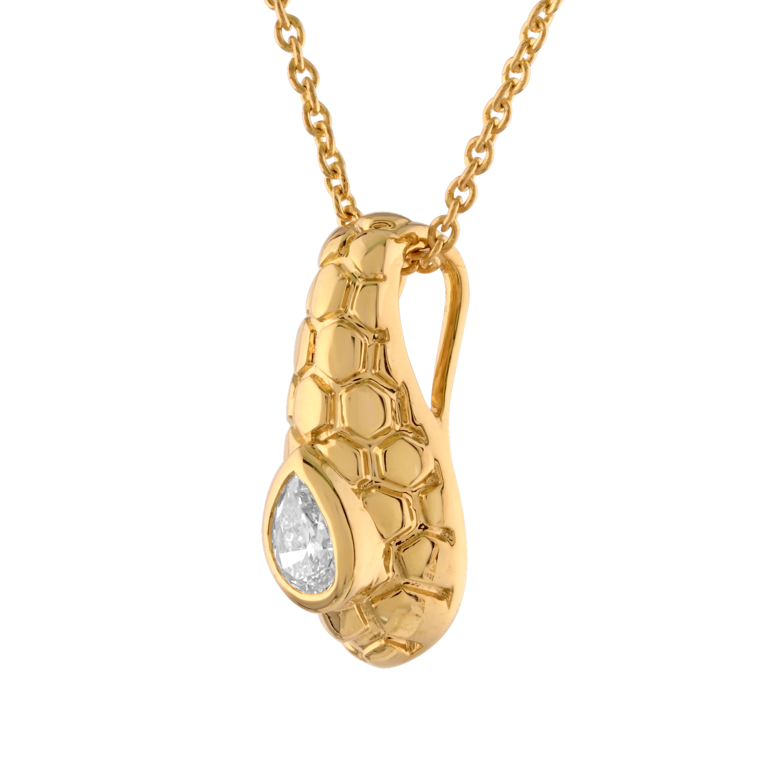 Textura&trade; 14K Yellow Gold Textured Bezel Set Pear Shape Diamond 0.12 Ctw