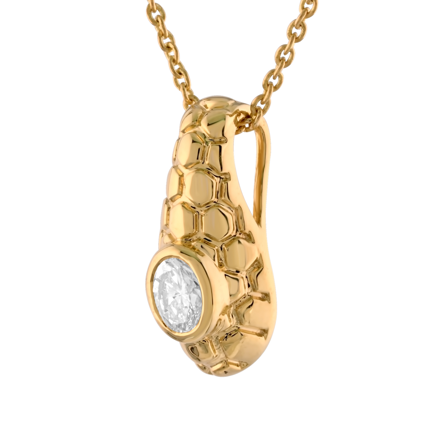 Textura&trade; 14K Yellow Gold Textured Bezel Set Oval Shape Diamond 0.15 Ctw