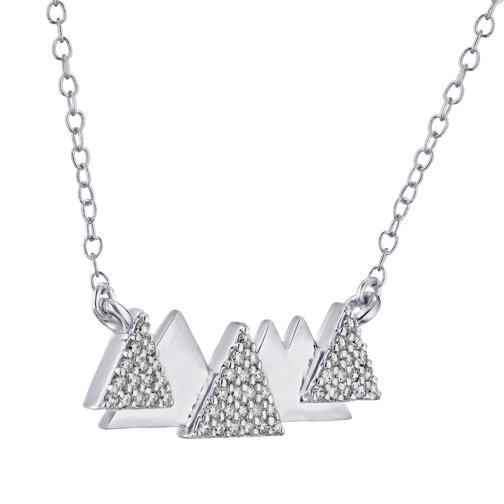 Diamond Peak&trade; 14K White Gold Necklace Pave & Polished Mountain Range Diamond 0.50 Ctw