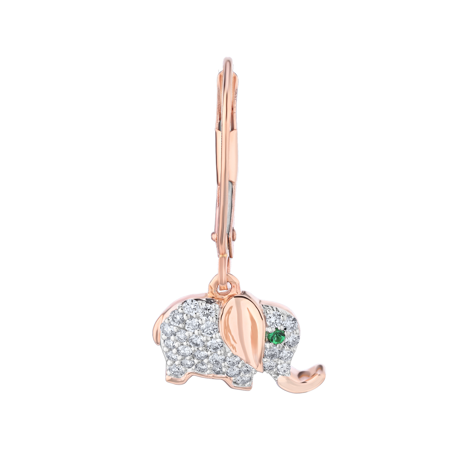 ZooLightful&trade; 14K Two Tone Pave Elephant Drops Leverbacks Earrings Diamond 0.33 Ctw