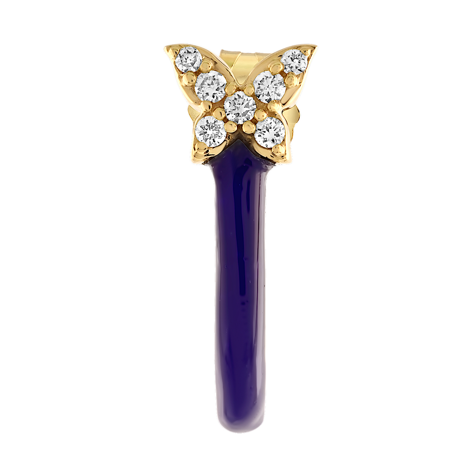 ZooLightful&trade; 14K Yellow Gold Pave Butterfly with Enamel J-Hoops Earrings Diamond 0.10 Ctw