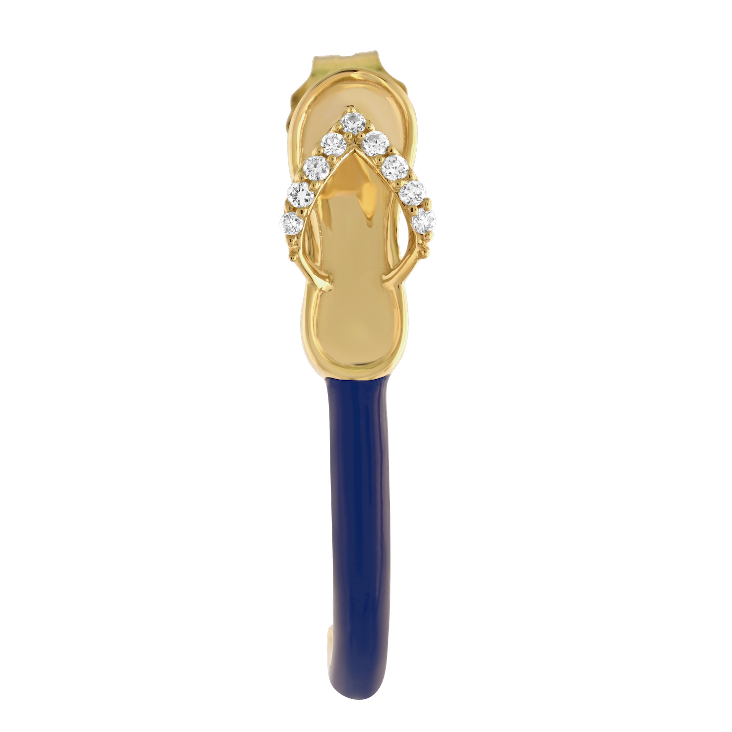 Oceanity&trade; 14K Yellow Gold Earrings Flip Flops with Enamel J-Hoops Diamond 0.06 Ctw