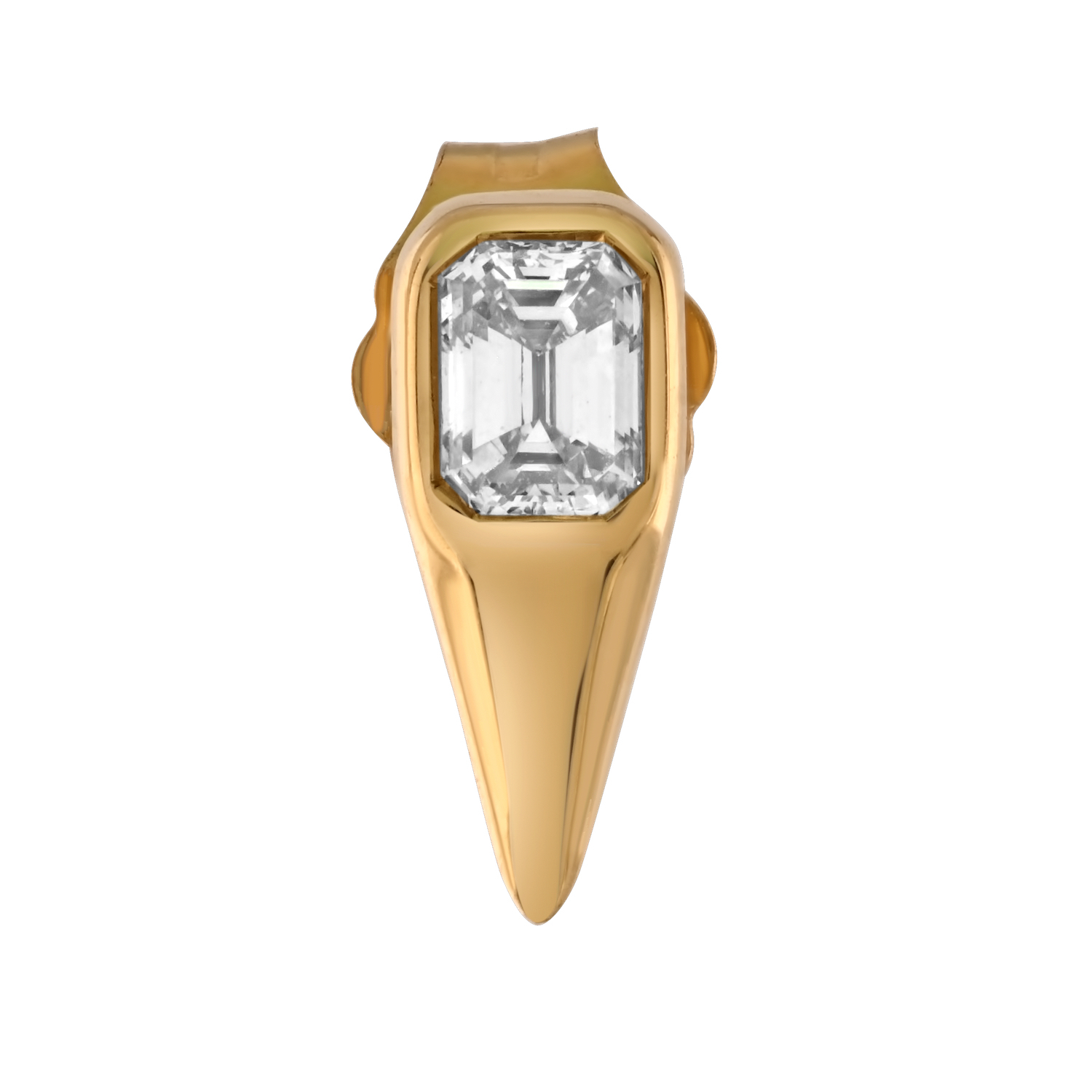 14K Yellow Gold Flush Set Emerald Cuts Arrow Shaped Studs Diamond Earrings 0.30 Ctw