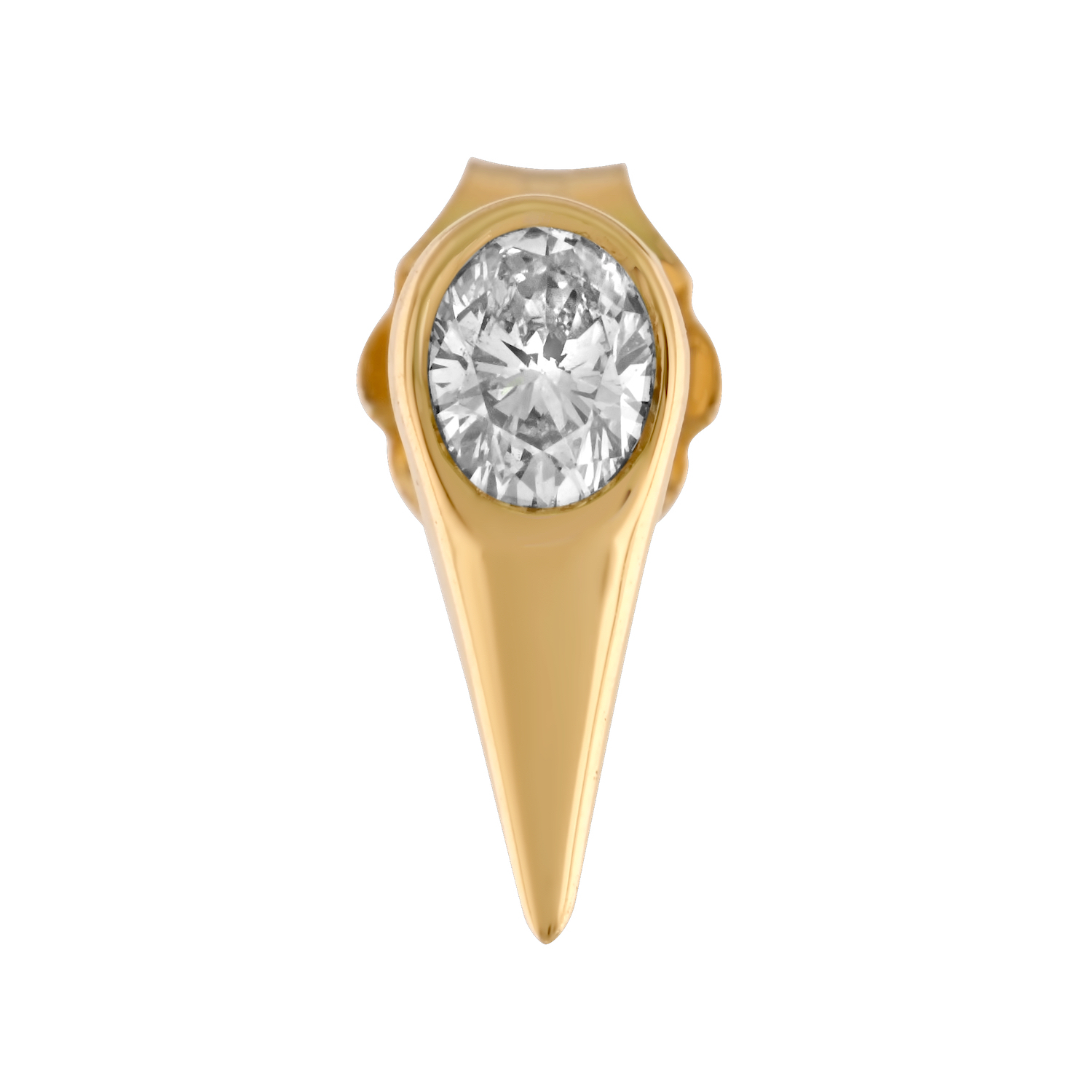 14K Yellow Gold Flush Set Ovals Arrow Shaped Studs Diamond Earrings 0.28 Ctw