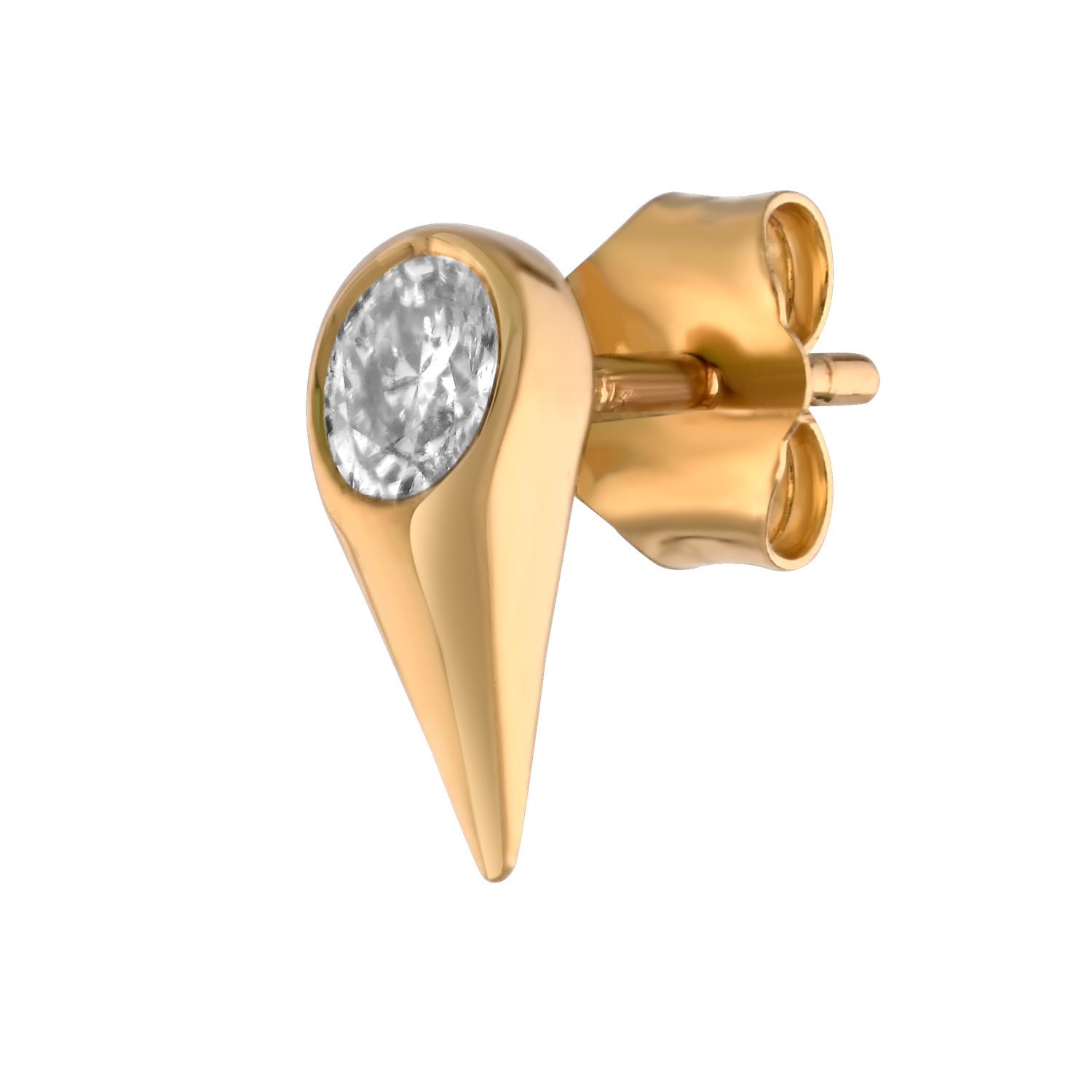 14K Yellow Gold Flush Set Ovals Arrow Shaped Studs Diamond Earrings 0.28 Ctw