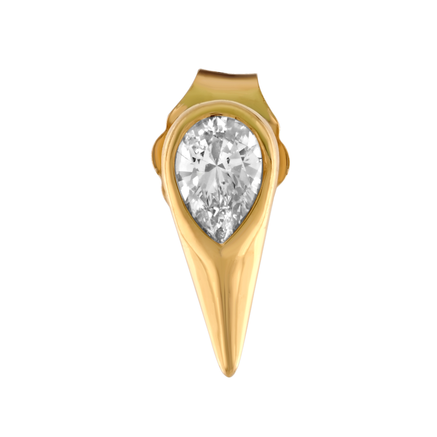 14K Yellow Gold Flush Set Pear Shape Arrow Shaped Studs Diamond Earrings 0.30 Ctw