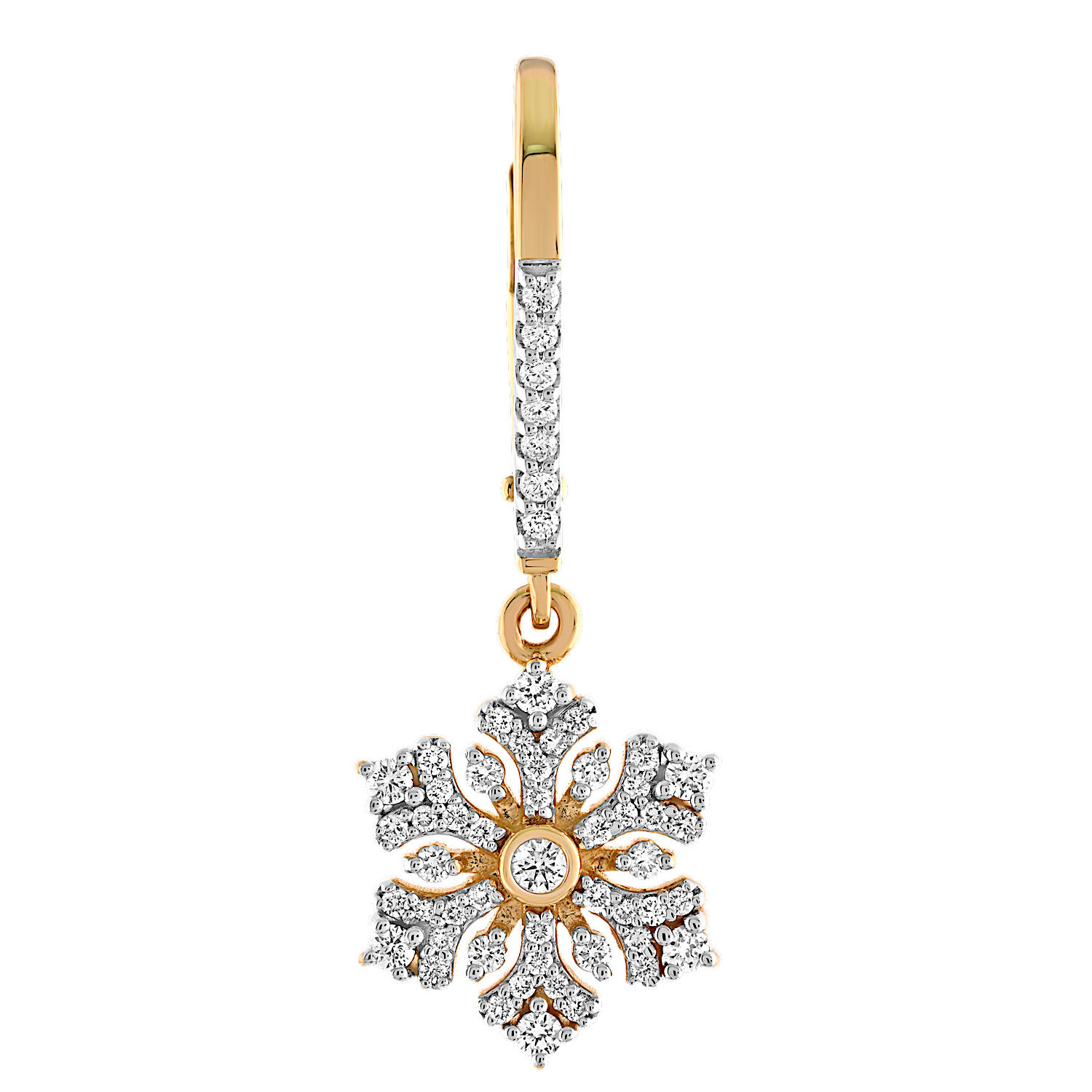 Diamond Frost&trade; 14k Yellow Gold Pave & Prong Set Snowflake Drops on Lever-Backs Earrings Diamond 0.34 Ctw