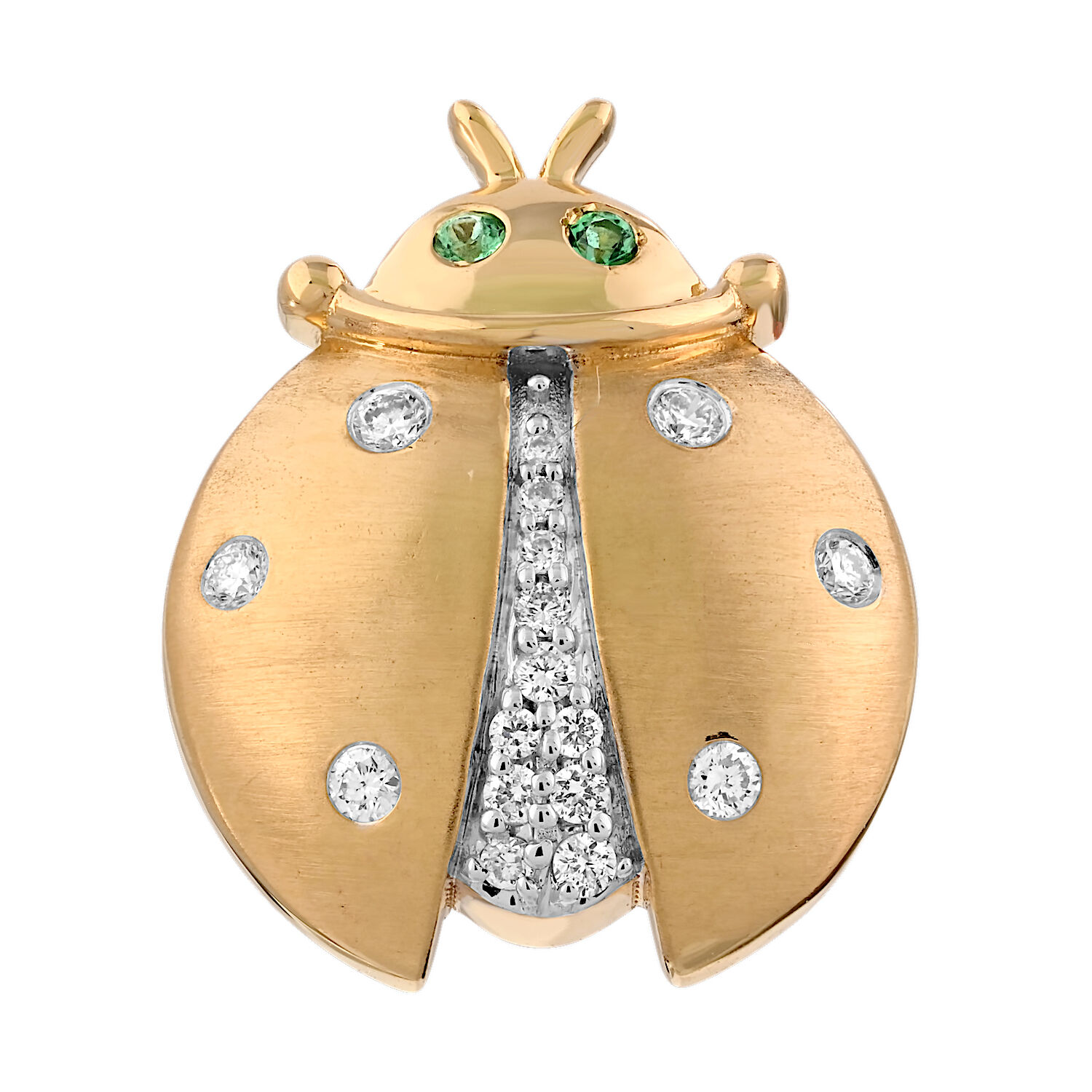 ZooLightful&trade; 14K Yellow Gold Ladybugs Flush & Pave Set Studs Earrings Diamond 0.20 Ctw