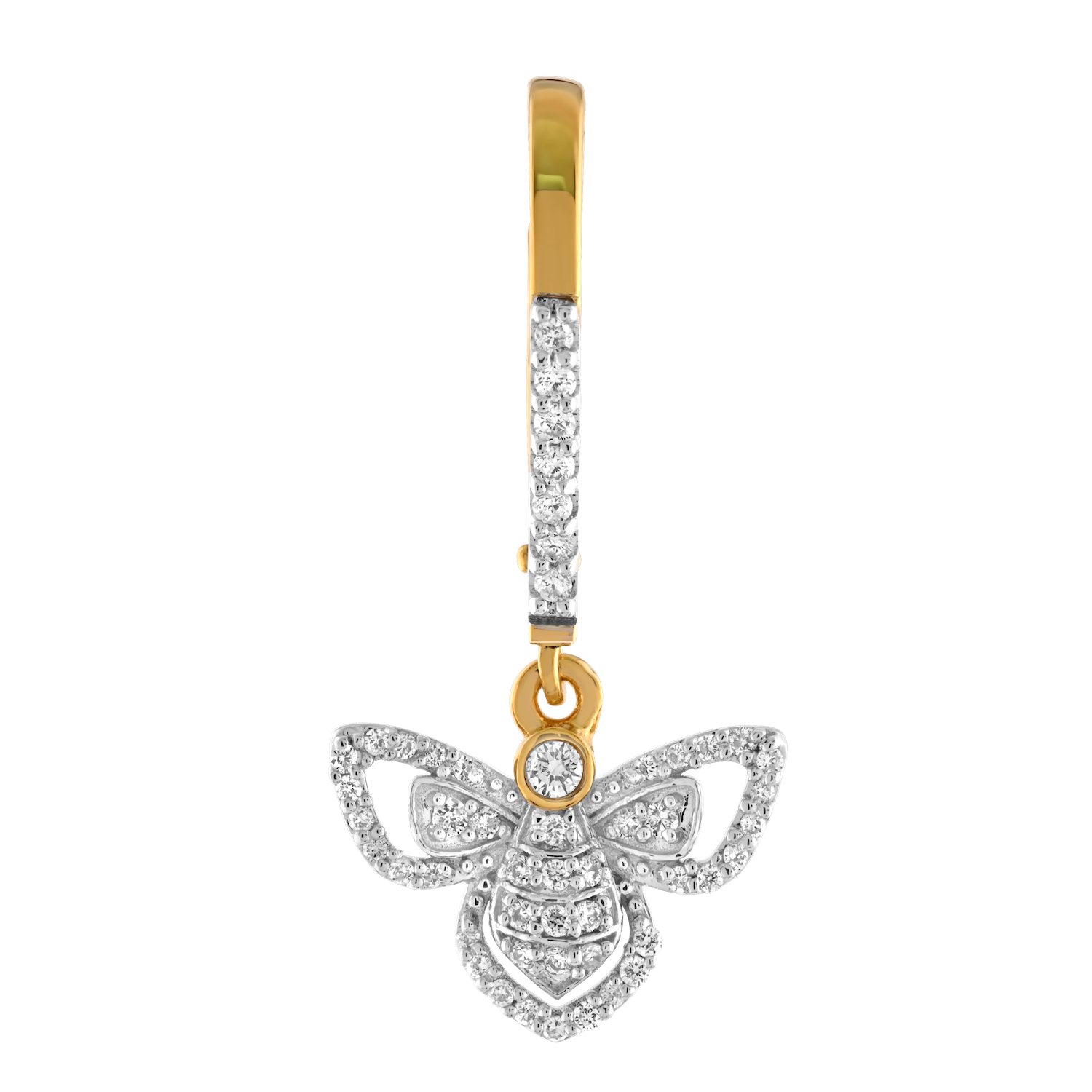 ZooLightful&trade; 14K Yellow Gold Pave Moth Drops on Lever-Backs Earrings Diamond 0.40 Ctw