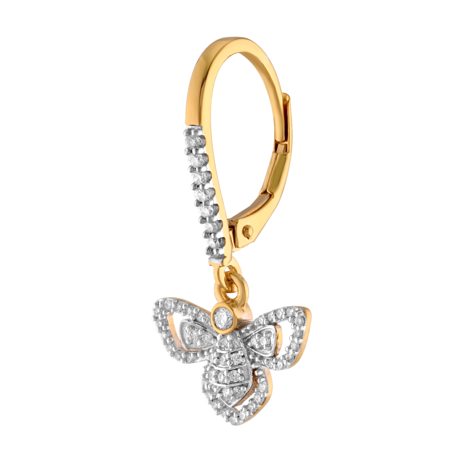 ZooLightful&trade; 14K Yellow Gold Pave Moth Drops on Lever-Backs Earrings Diamond 0.40 Ctw
