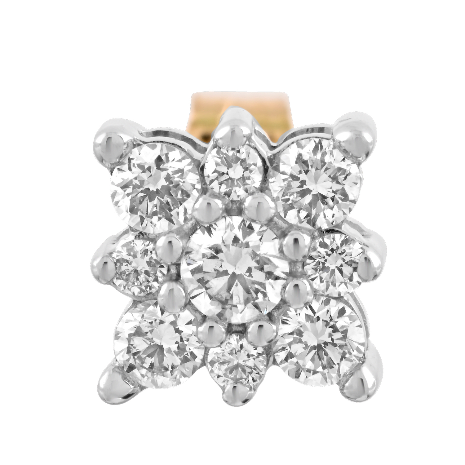 10K Yellow Gold Square Cluster Studs Diamond Earrings 0.50 Ctw