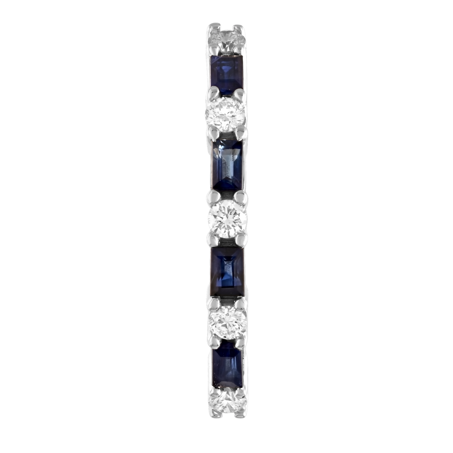 Majestic Gems&trade; 14k Yellow Gold Baguette Color & Round Diamond Hoops Blue Sapphire & Diamond 0.68 Ctw