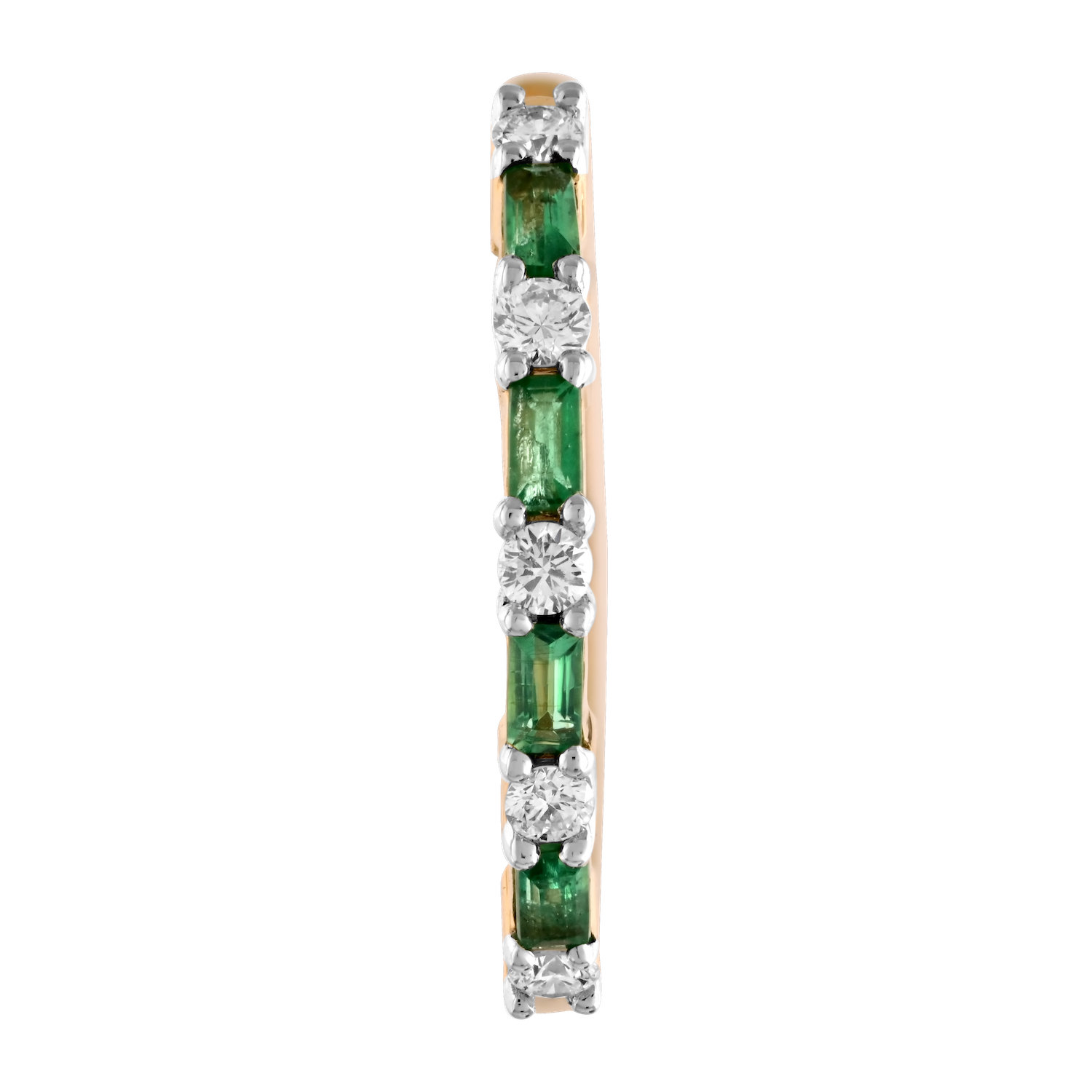 Majestic Gems&trade; 14k Yellow Gold Baguette Color & Round Diamond Hoops Emerald & Diamond 0.68 Ctw