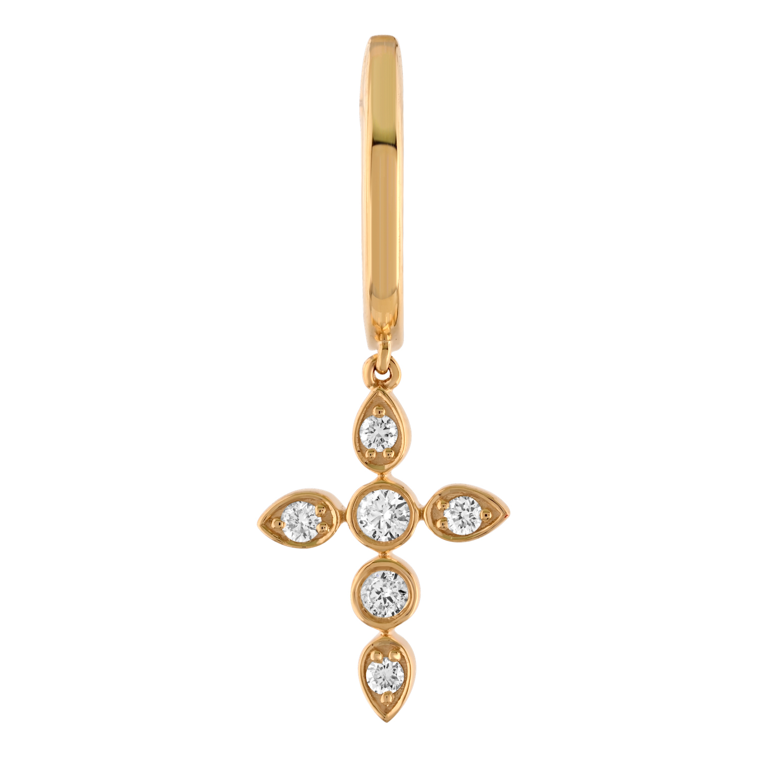 10K Yellow Gold Cross Drops Bezel Set with Milgrain Diamond Earrings 0.26 Ctw