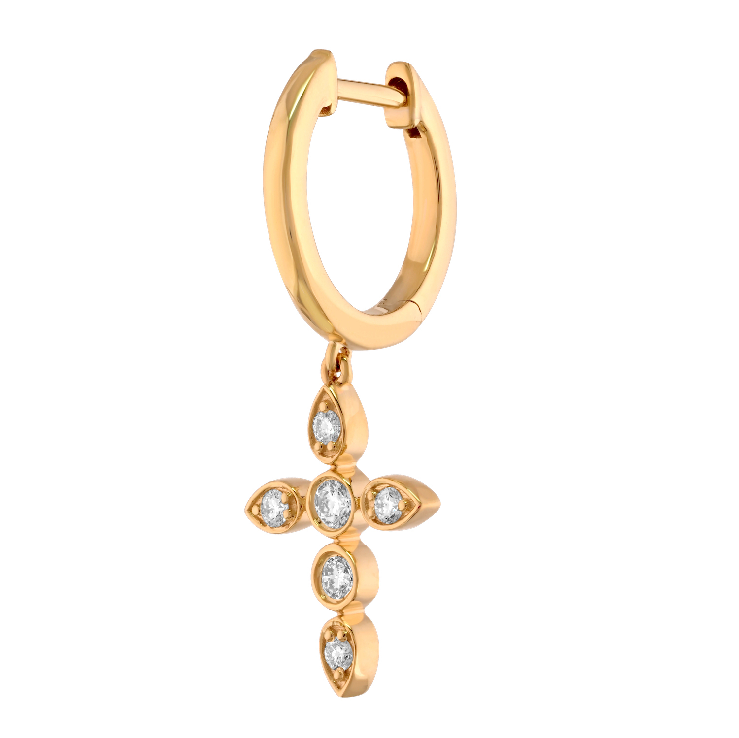 10K Yellow Gold Cross Drops Bezel Set with Milgrain Diamond Earrings 0.26 Ctw