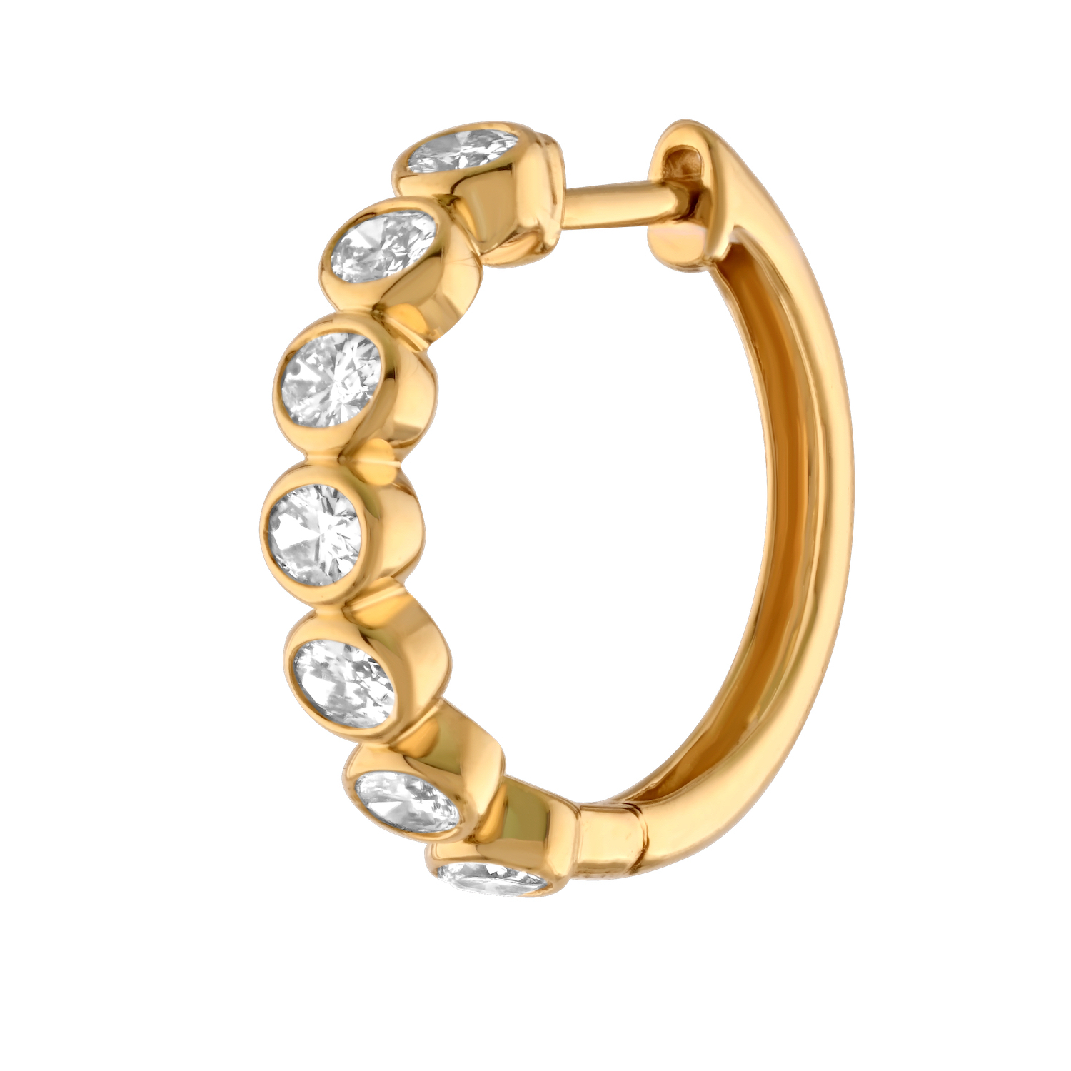 14K Yellow Gold Horizontal Bezel Set Oval Cut Hoops Diamond Earrings 1.01 Ctw