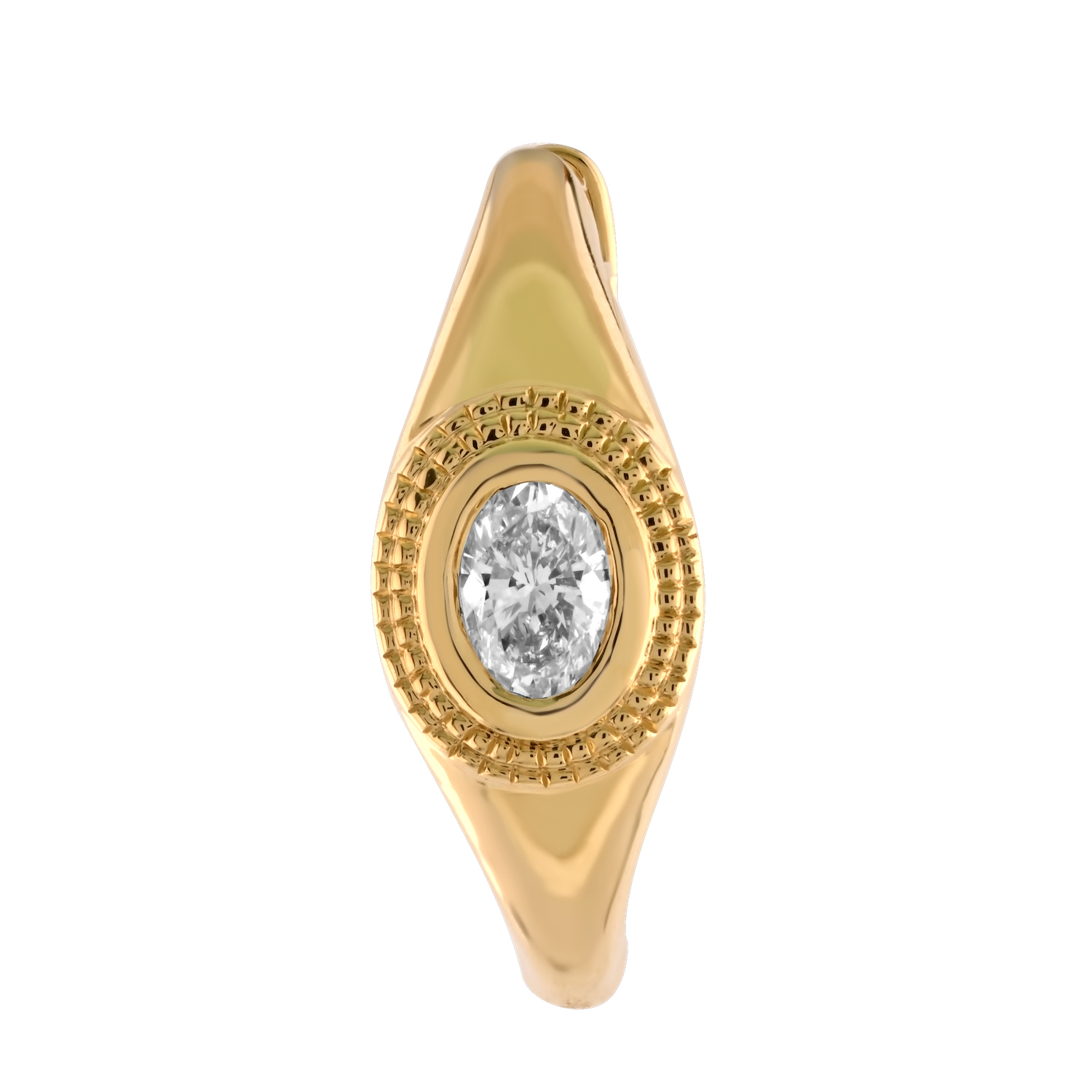 14K Yellow Gold Bezel Set Oval Cuts Tapered Hoops Diamond Earrings 0.40 Ctw