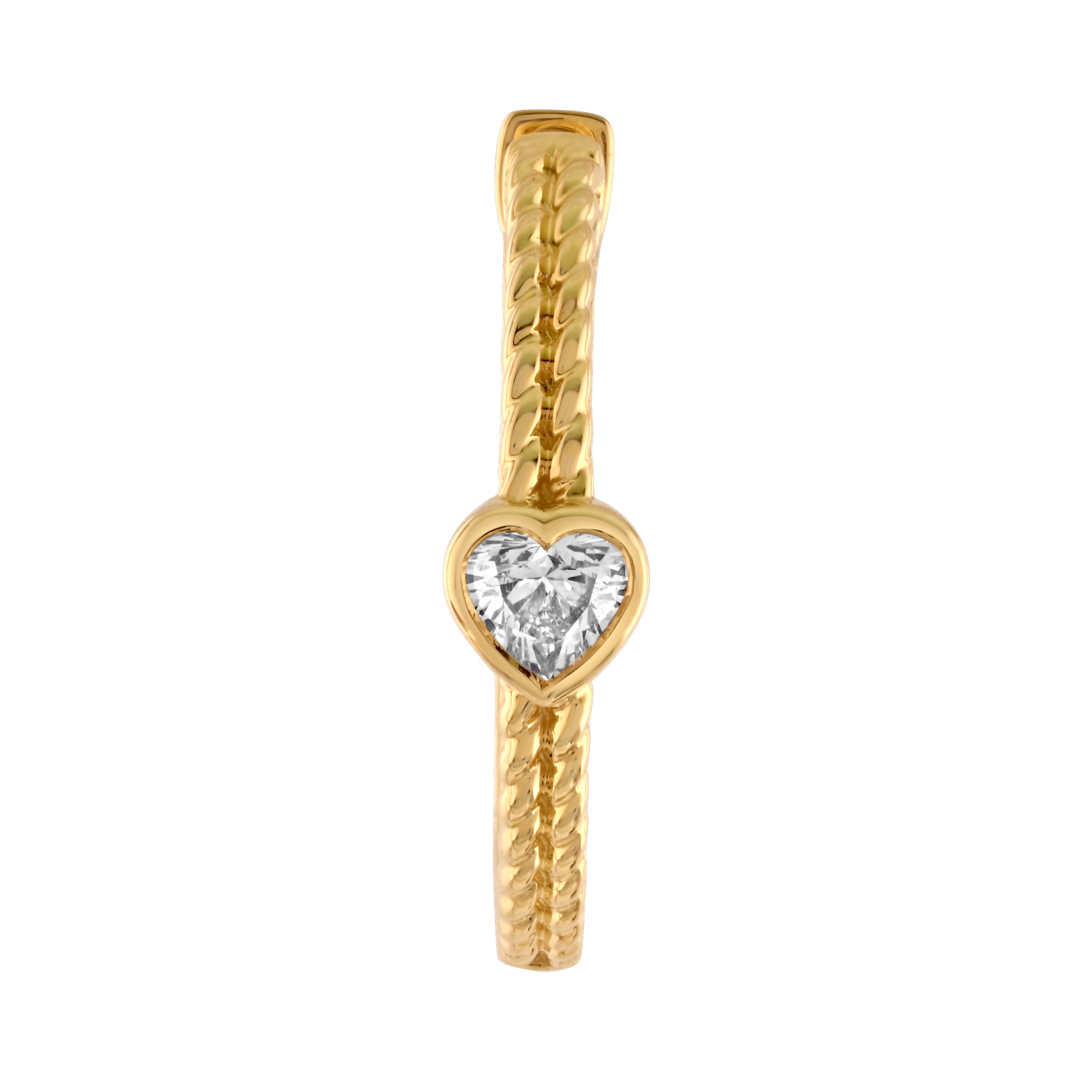 Textura&trade; 14K Yellow Gold Bezel Set Heart Shape Textured Hoops Diamond 0.50 Ctw