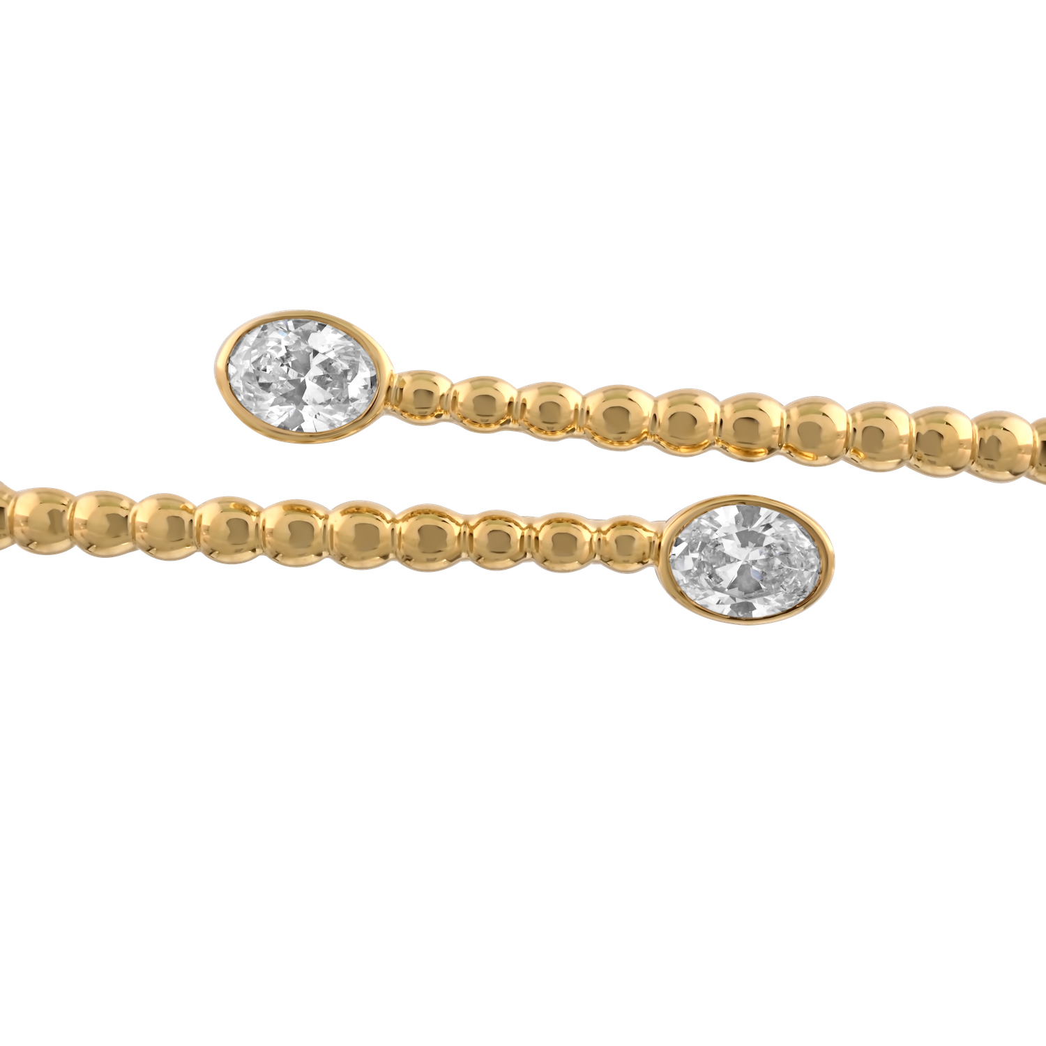 Textura&trade; 14K Yellow Gold Beaded Open Ended Bypass Oval Bezel Set Hinged Diamond 0.48 Ctw