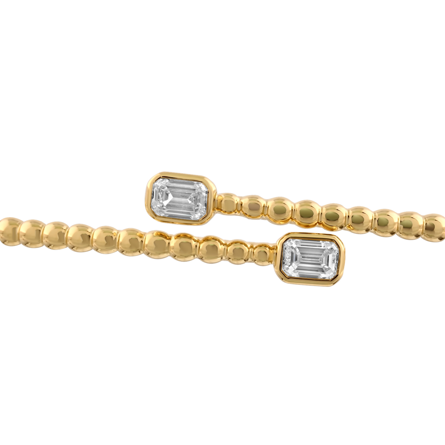 Textura&trade; 14K Yellow Gold Beaded Open Ended Bypass Emerald Bezel Set Hinged Diamond 0.50 Ctw