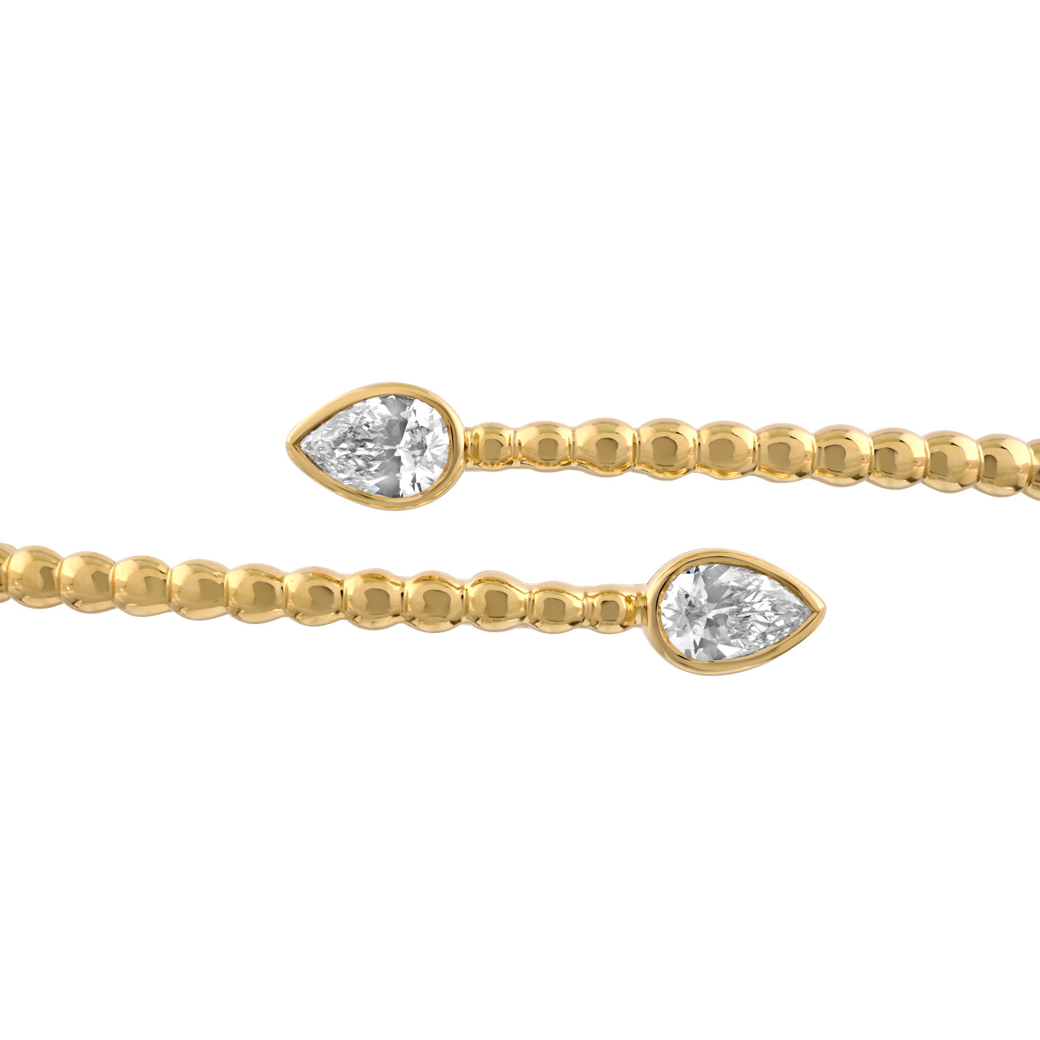 14K Yellow Gold Beaded Open Ended Pear Shape Bezel Set Hinged Diamond Ring 0.50 Ctw