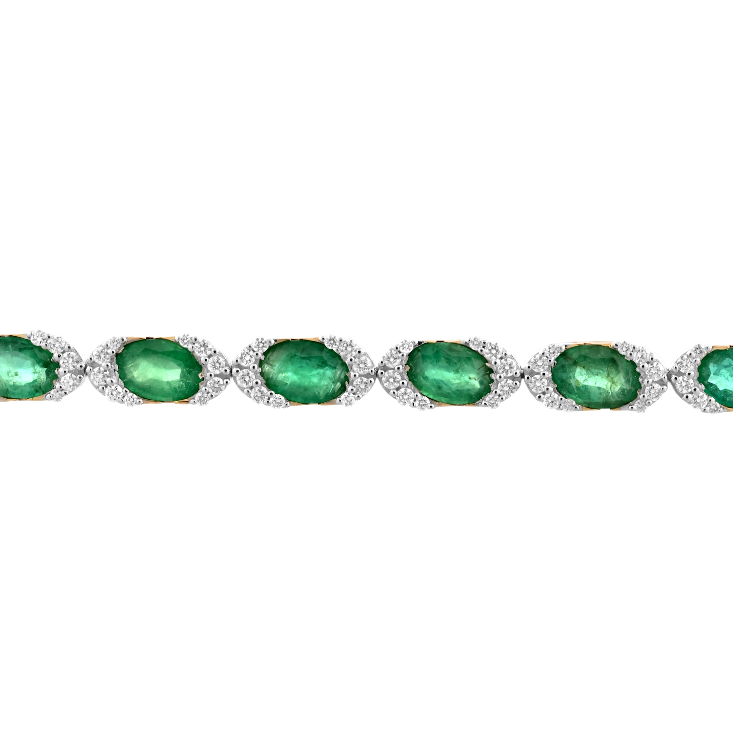 Majestic Gems&trade; 14k Yellow Gold Oval Color Stone & Diamond Half Halo's Emerald & Diamond 10.49 Ctw