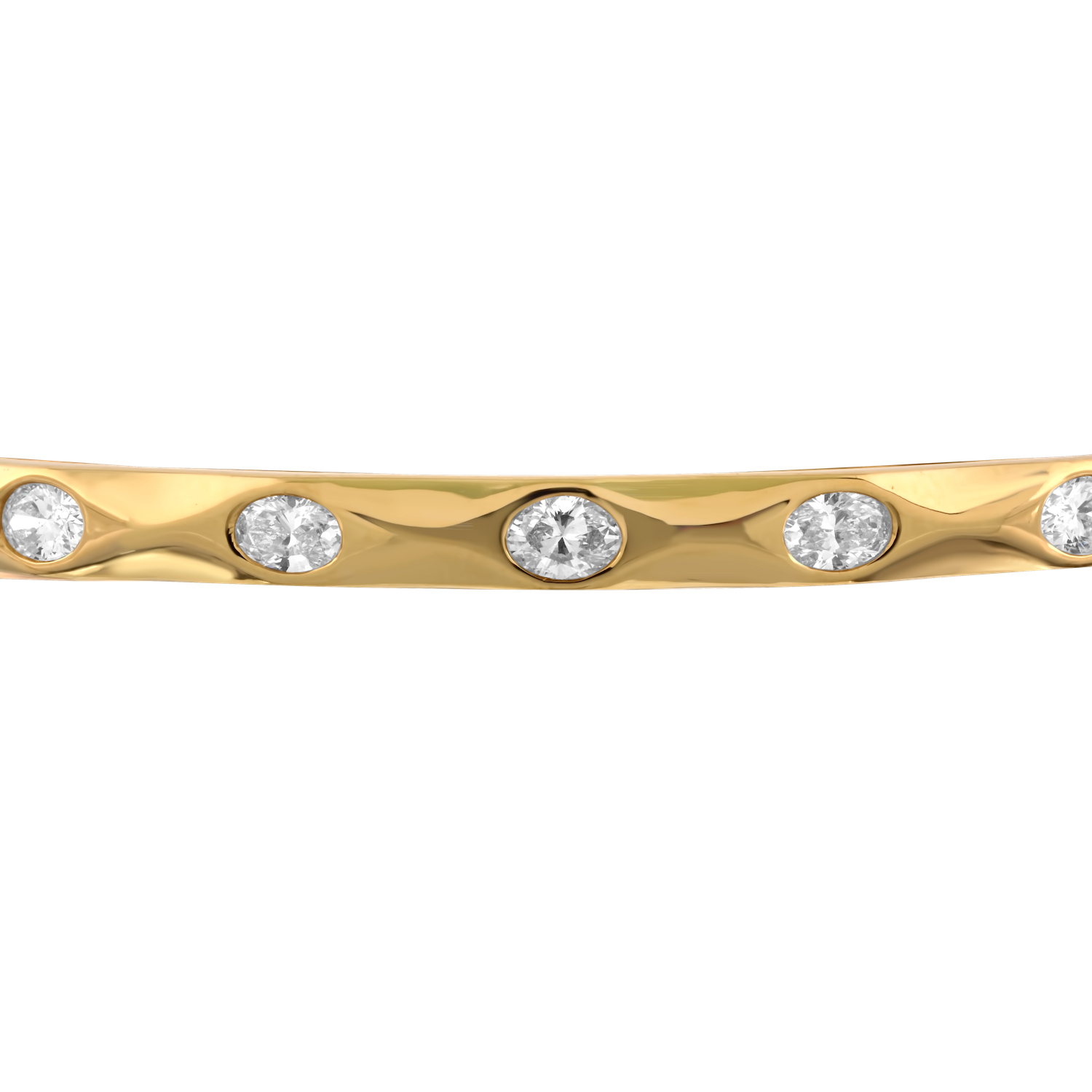 14K Yellow Gold Flush Set Oval Cuts Hinged Diamond Bangle 0.75 Ctw