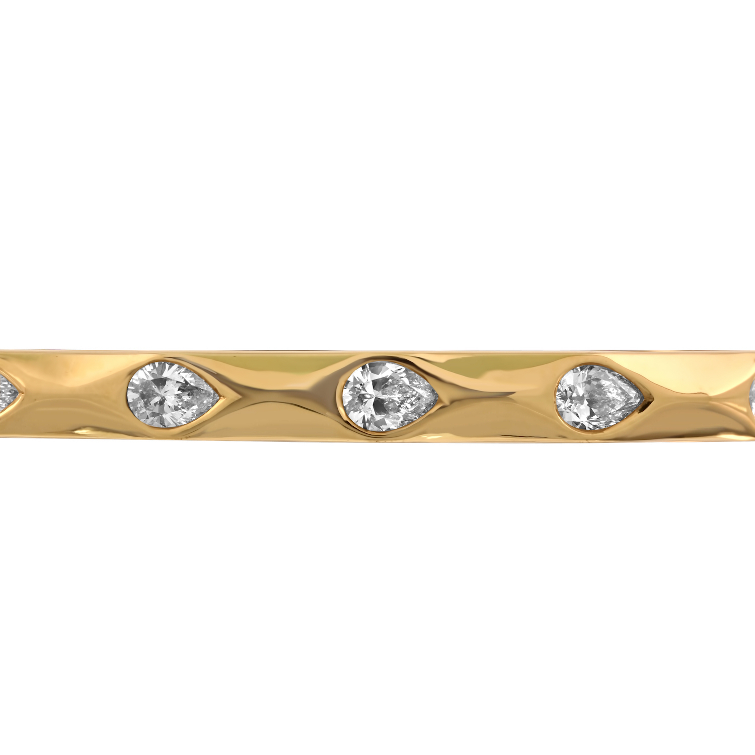 14K Yellow Gold Flush Set Pear Shape Hinged Diamond Bangle 0.75 Ctw
